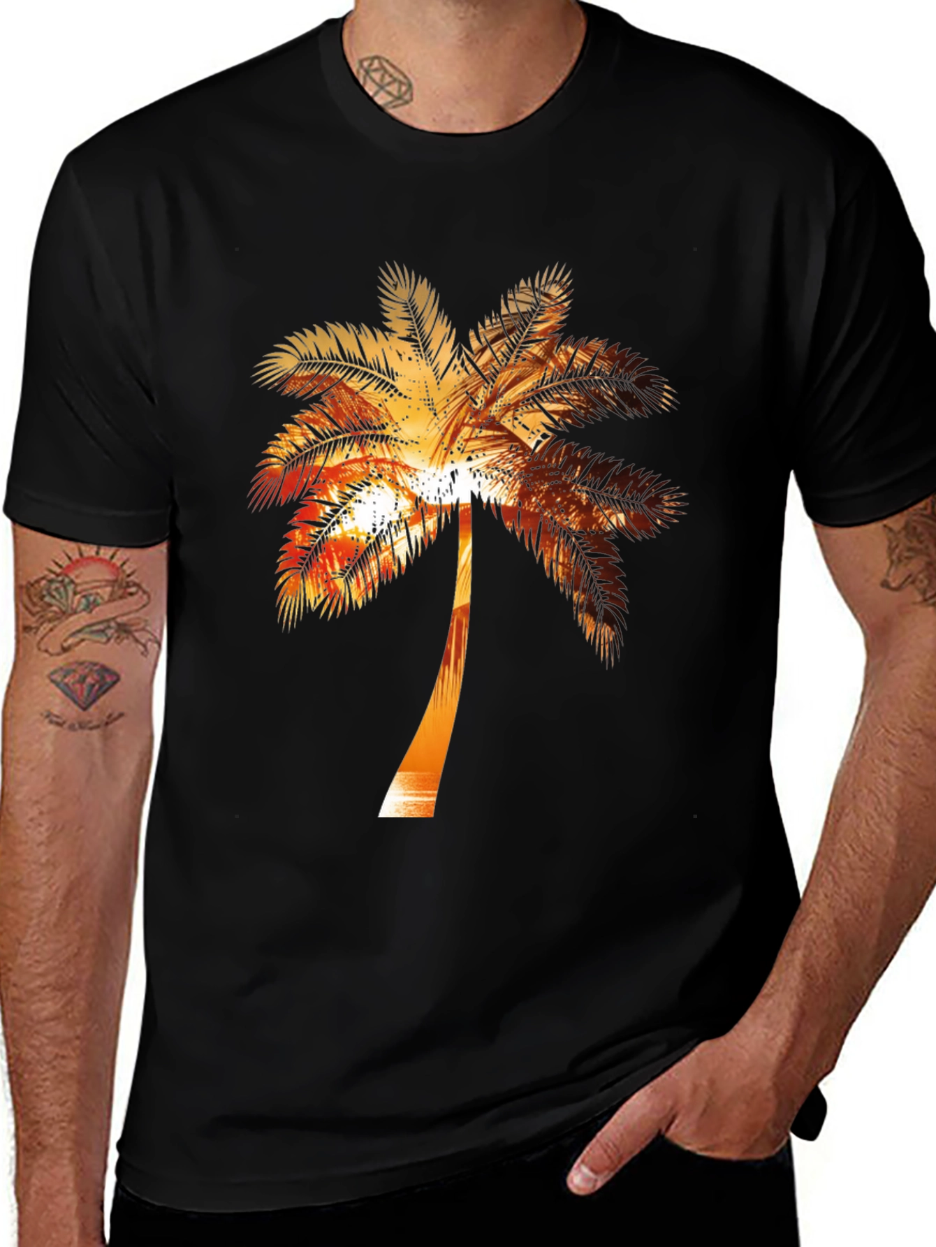 Sunset Palm Tree Graphic Tee - Tropical Vibe Shirt