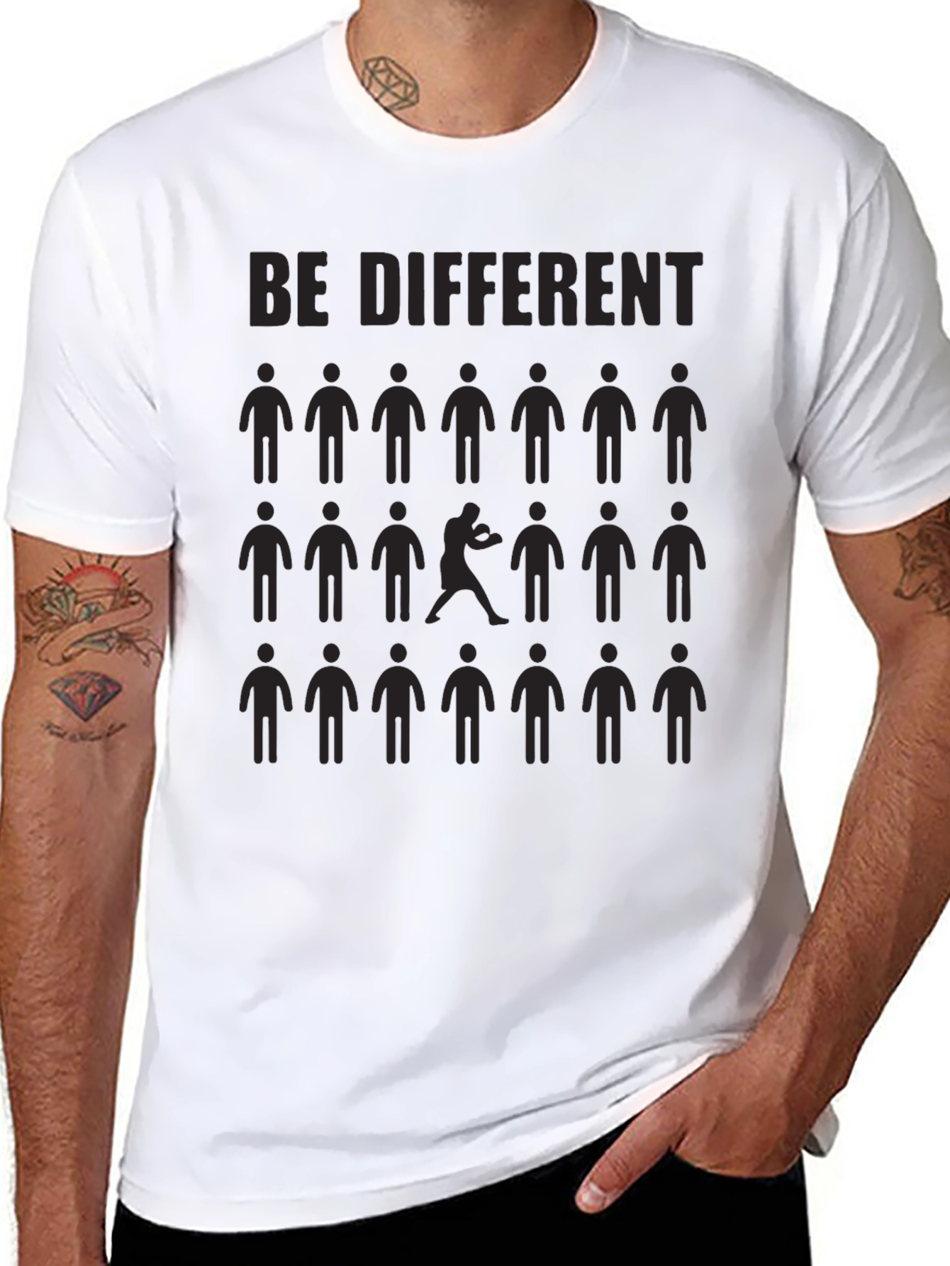Be Different Graphic T-Shirt - Black Crew Neck Tee