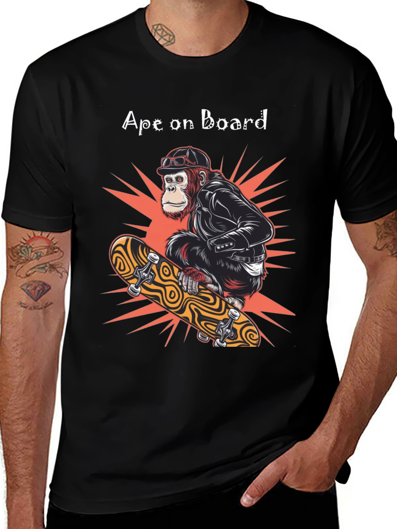 Ape on Board Skateboard T-Shirt