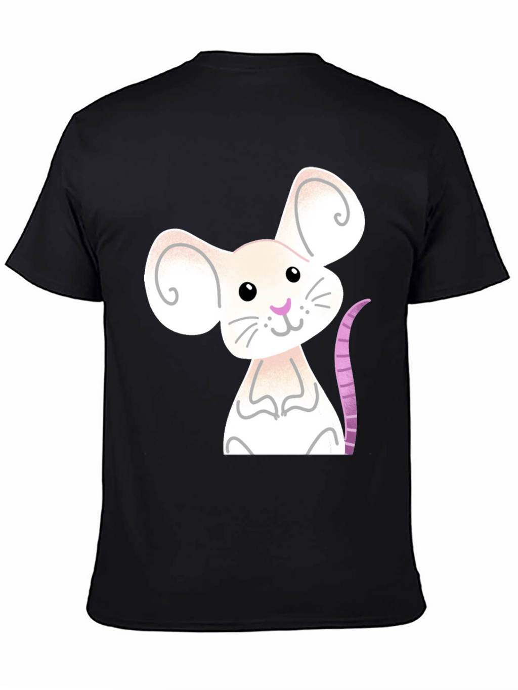 Cute Mouse Graphic Tee - Black Cotton Blend Shirt