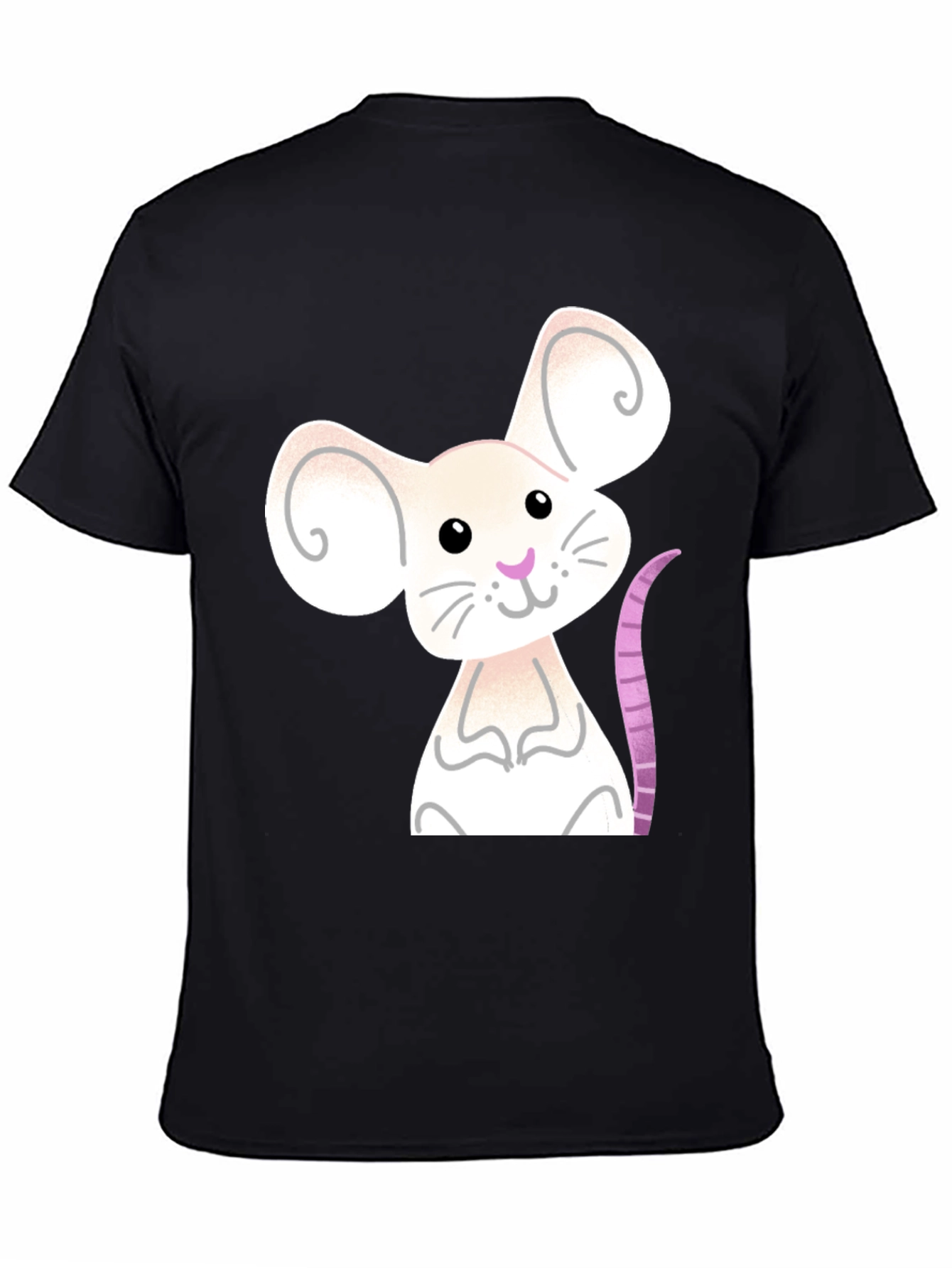 Cute Mouse Graphic Tee - Black Cotton Blend Shirt