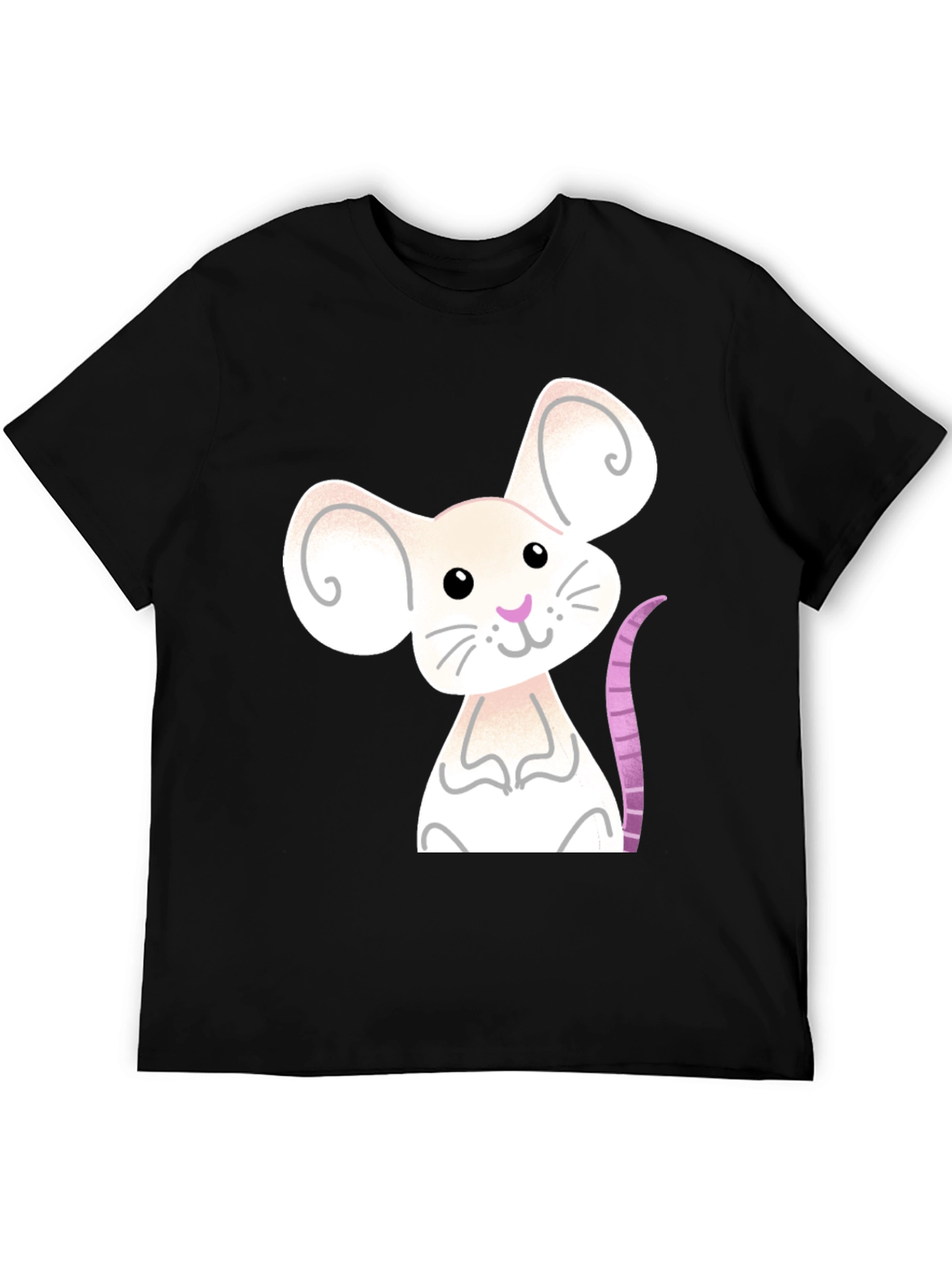 Cute Mouse Graphic Tee - Black Cotton Blend Shirt