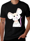 Cute Mouse Graphic Tee - Black Cotton Blend Shirt