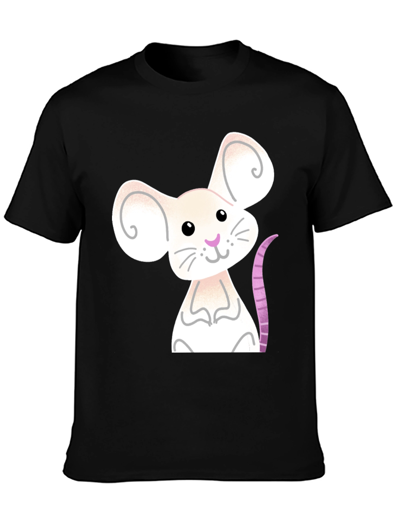 Cute Mouse Graphic Tee - Black Cotton Blend Shirt
