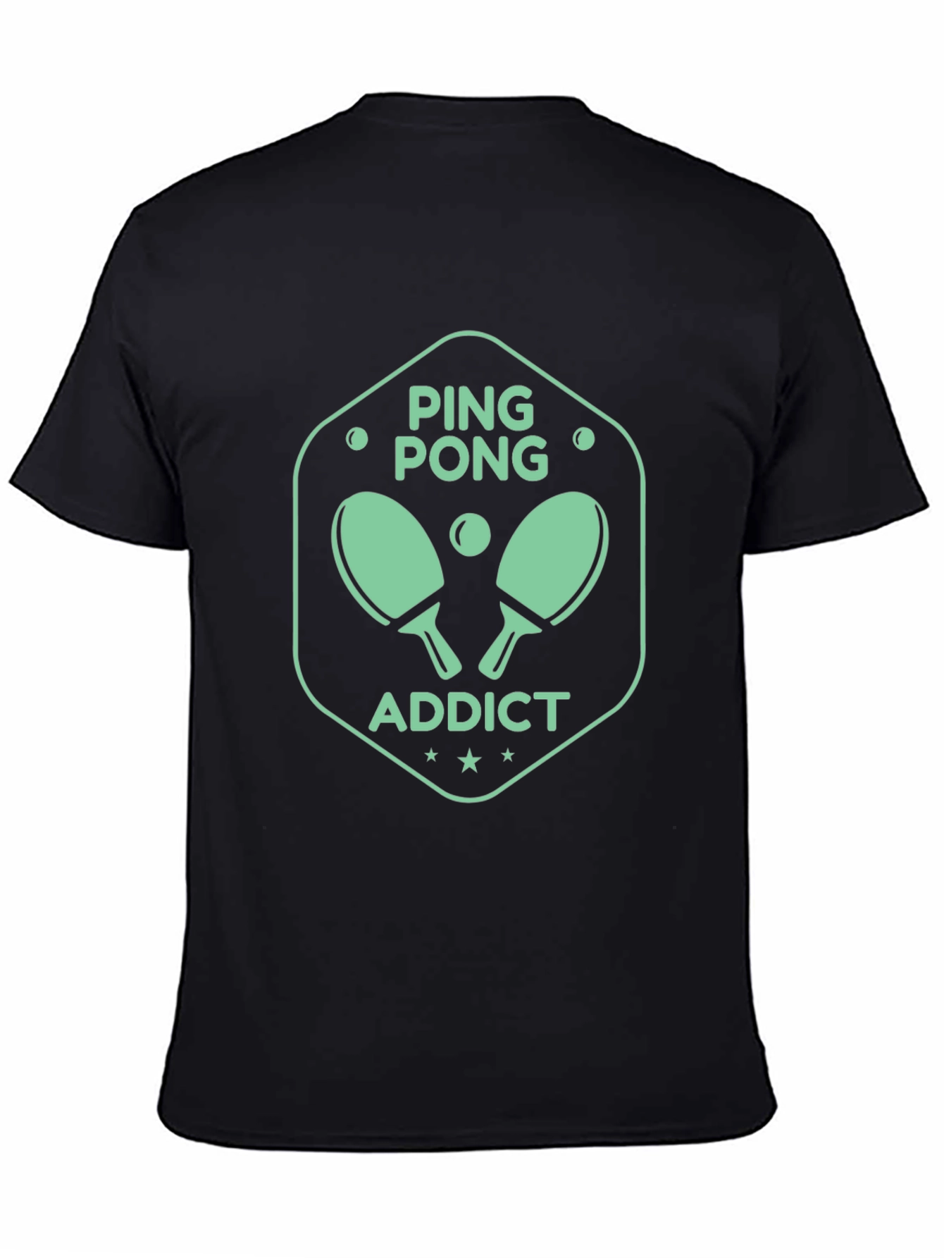 Ping Pong Addict Graphic Tee - Black Cotton T-Shirt