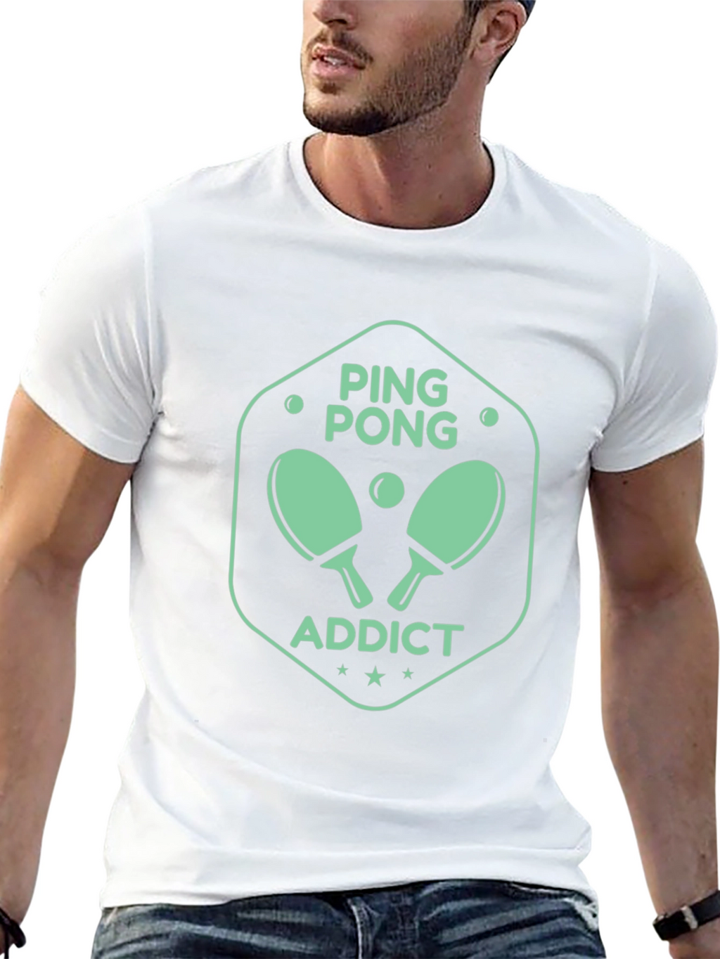 Ping Pong Addict Graphic Tee - Black Cotton T-Shirt