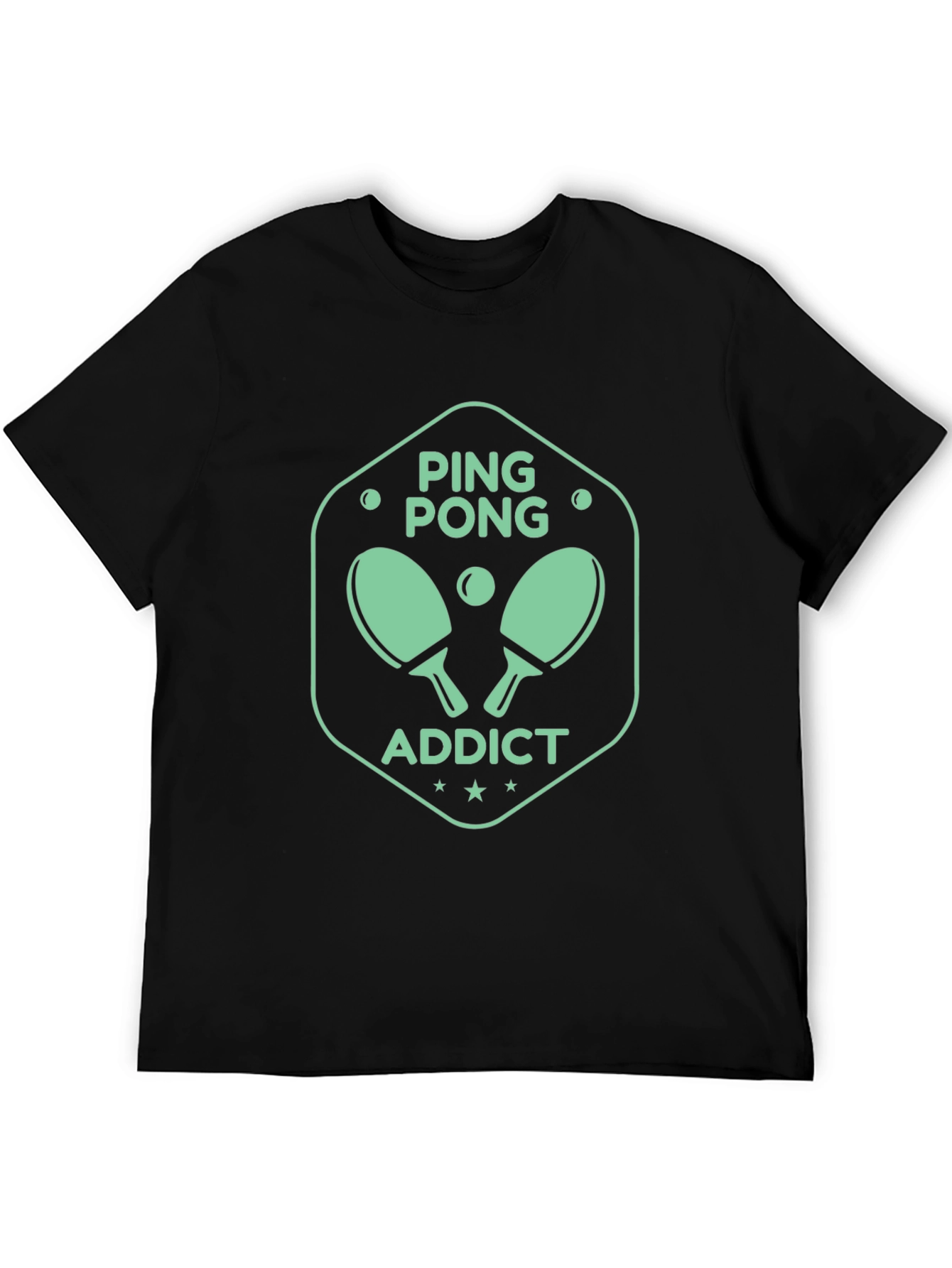 Ping Pong Addict Graphic Tee - Black Cotton T-Shirt