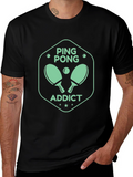 Ping Pong Addict Graphic Tee - Black Cotton T-Shirt