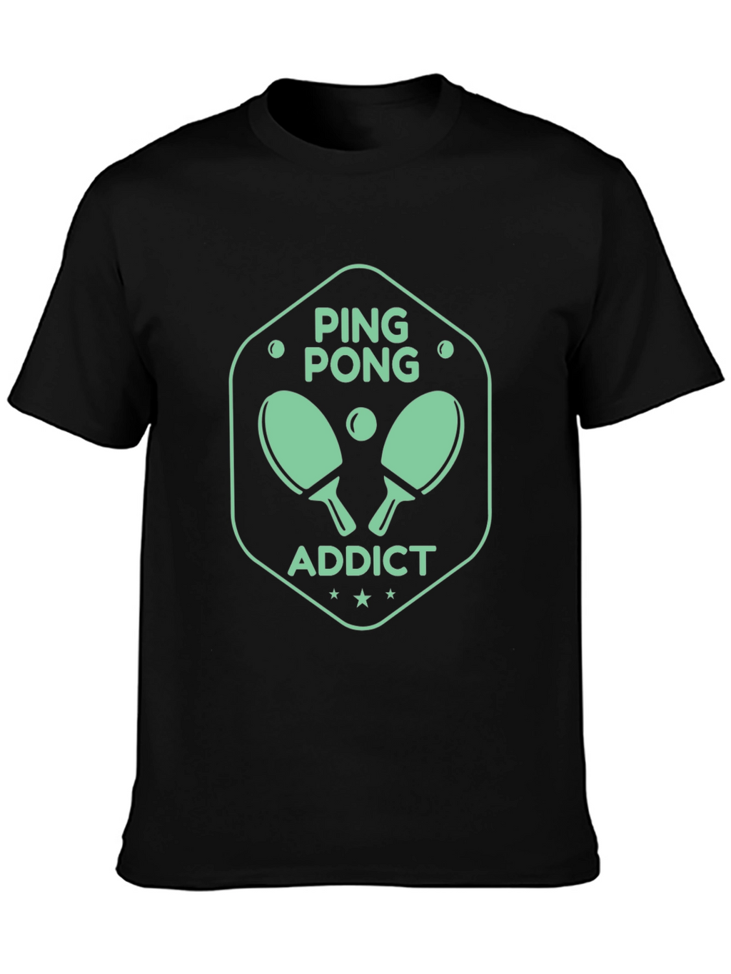 Ping Pong Addict Graphic Tee - Black Cotton T-Shirt