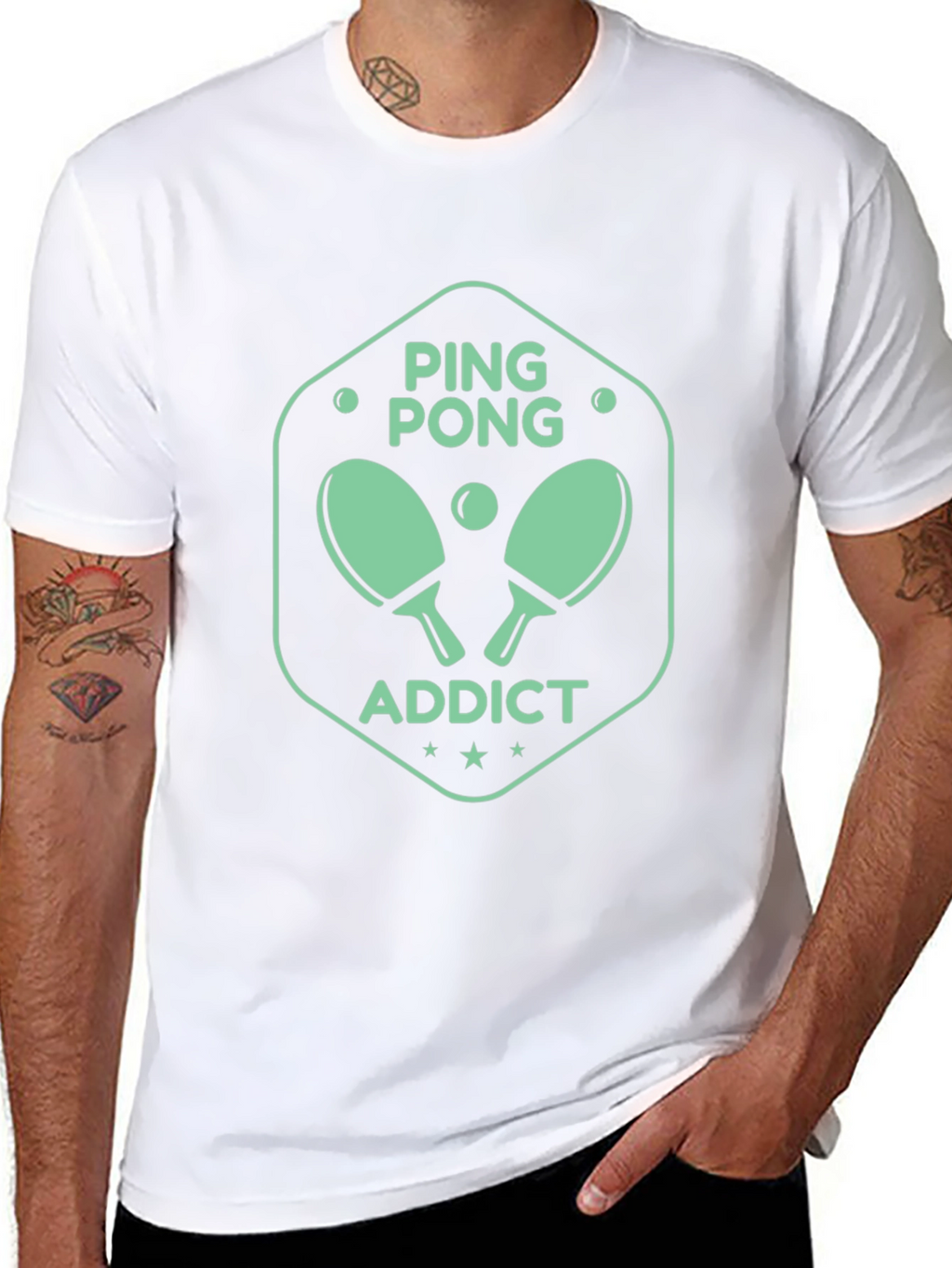 Ping Pong Addict Graphic Tee - Black Cotton T-Shirt