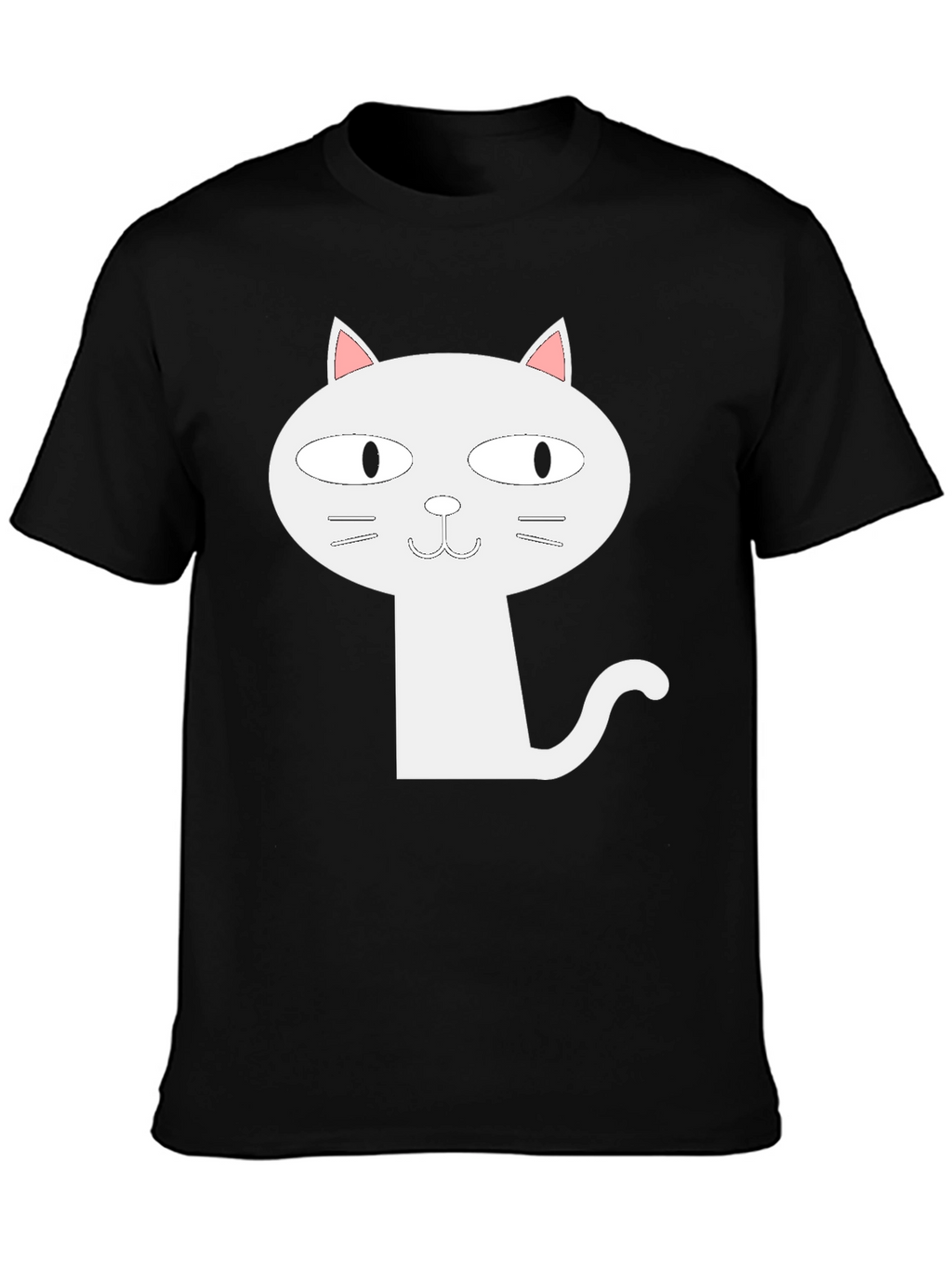 Cartoon Cat Graphic T-Shirt - Black