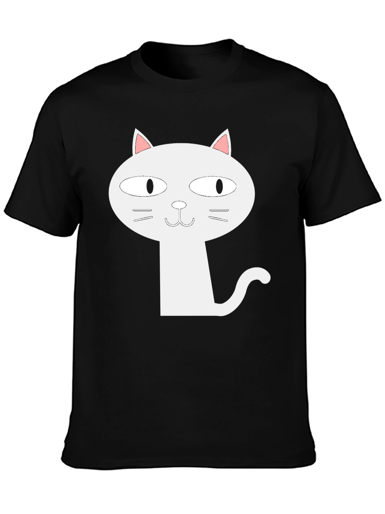 Cartoon Cat Graphic T-Shirt - Black