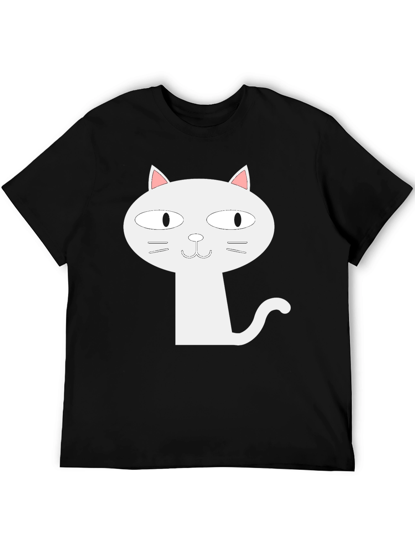 Cartoon Cat Graphic T-Shirt - Black