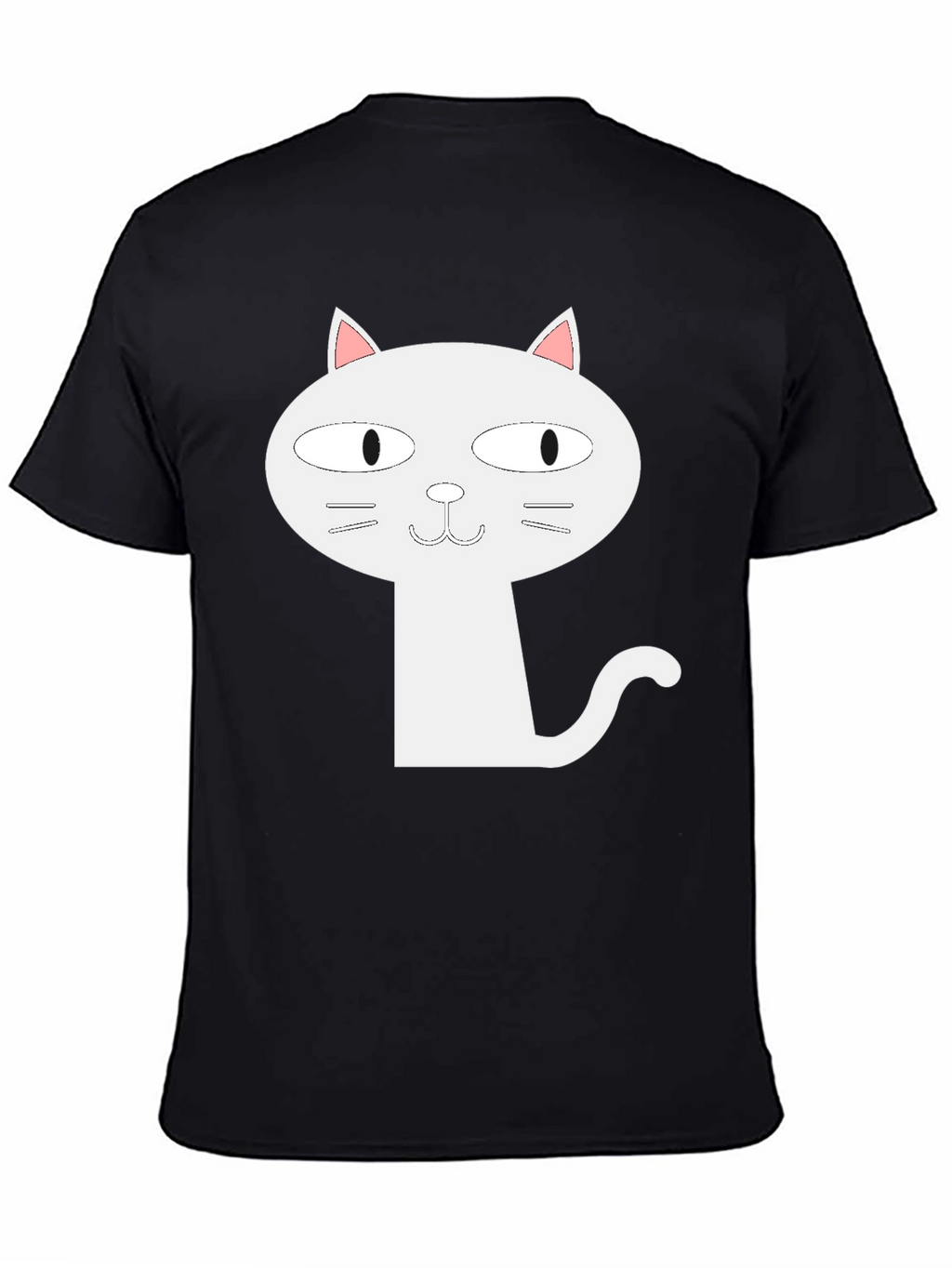 Cartoon Cat Graphic T-Shirt - Black