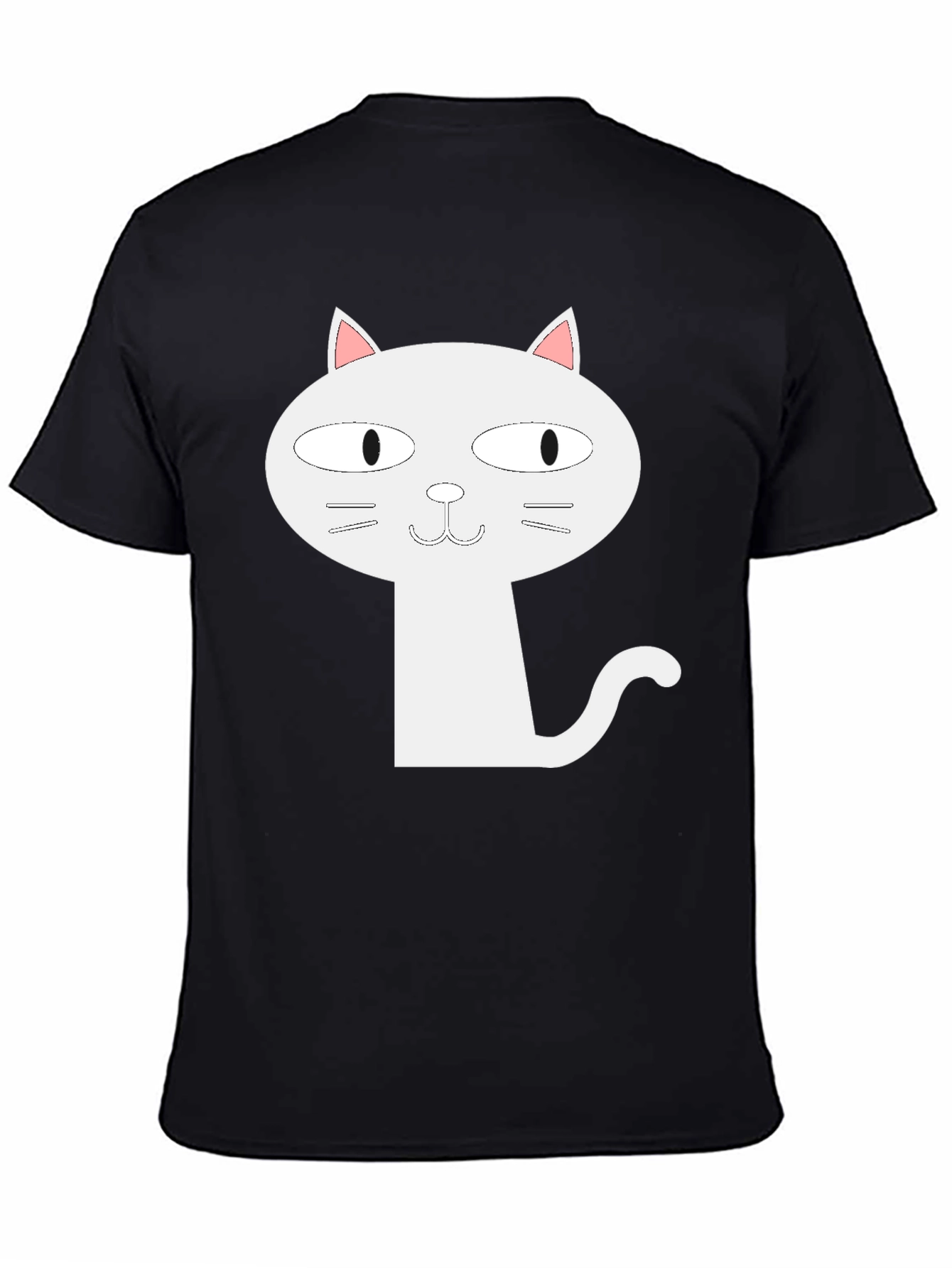 Cartoon Cat Graphic T-Shirt - Black