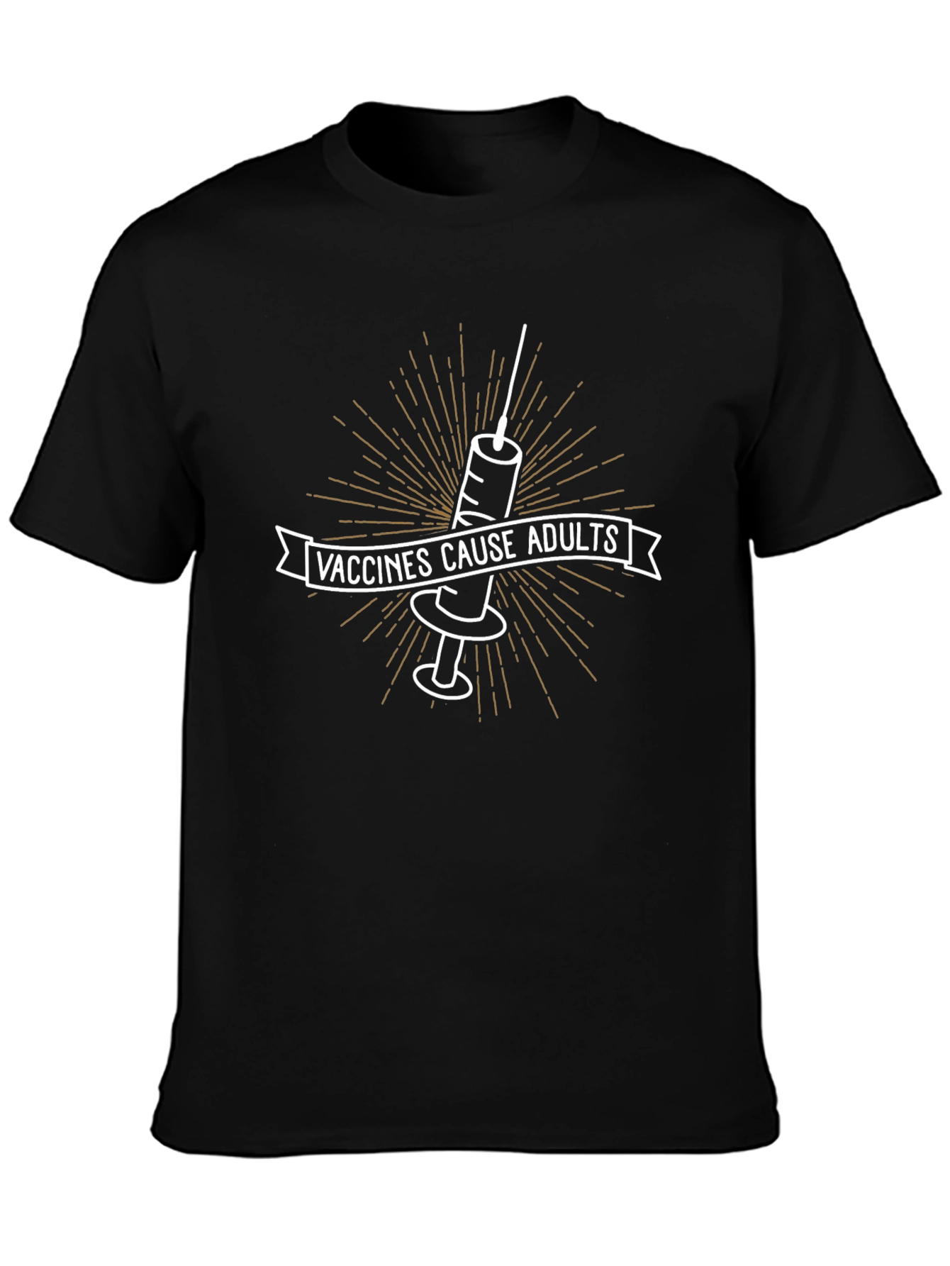 Vaccines Cause Adults Graphic Tee - Black Cotton T-Shirt