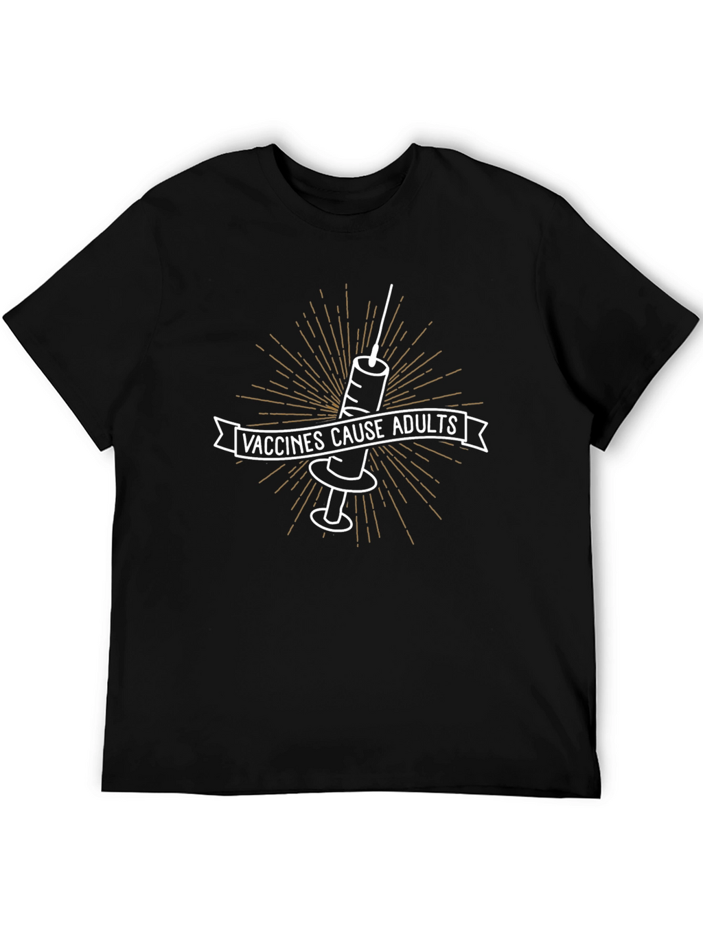 Vaccines Cause Adults Graphic Tee - Black Cotton T-Shirt