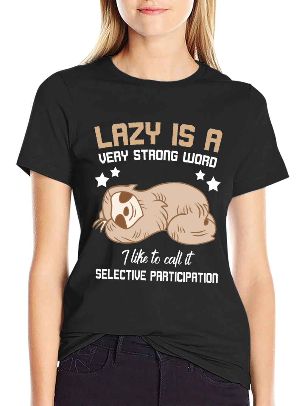 Lazy Sloth Graphic Tee: Selective Participation T-Shirt