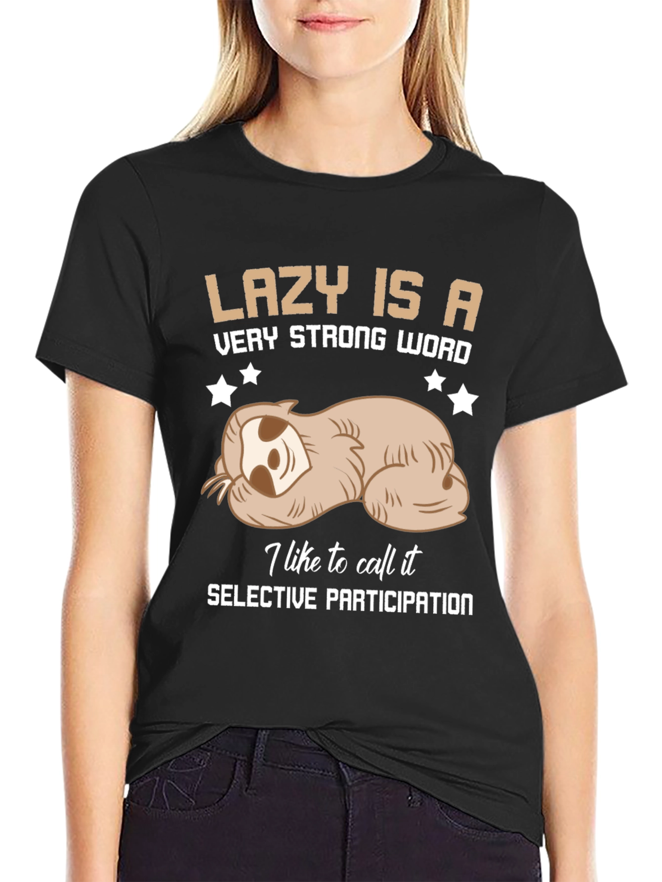 Lazy Sloth Graphic Tee: Selective Participation T-Shirt