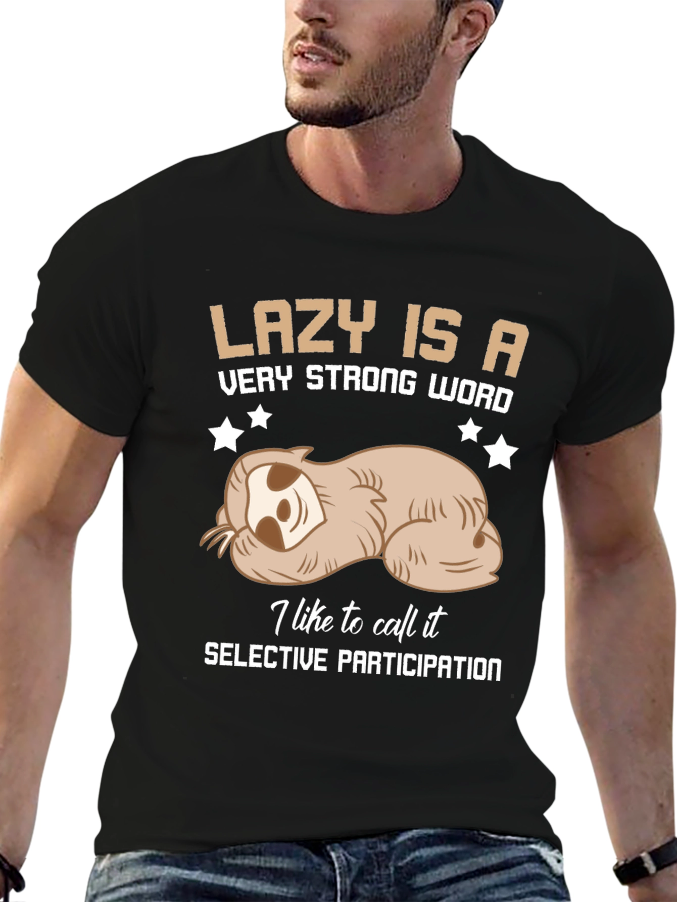 Lazy Sloth Graphic Tee: Selective Participation T-Shirt