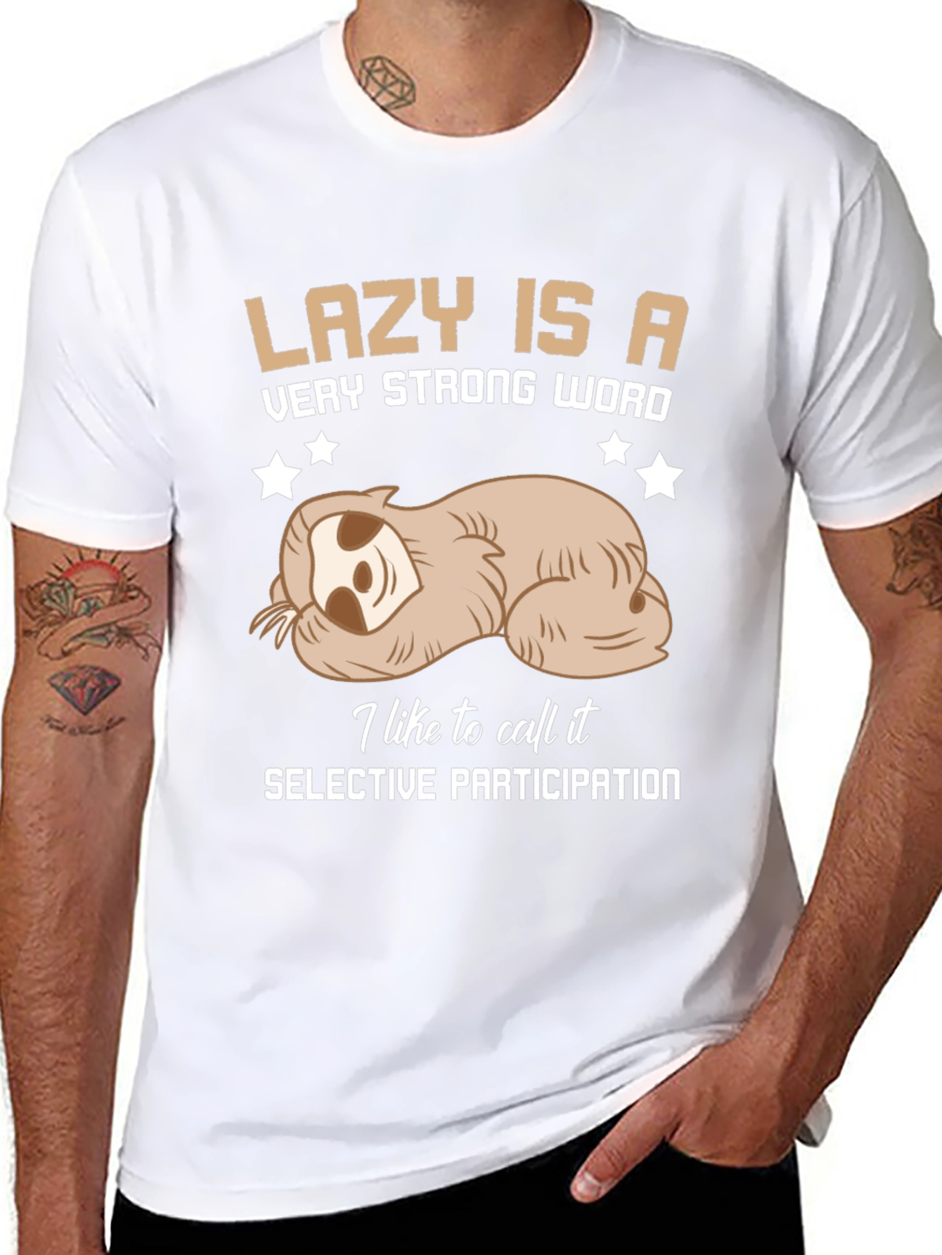 Lazy Sloth Graphic Tee: Selective Participation T-Shirt