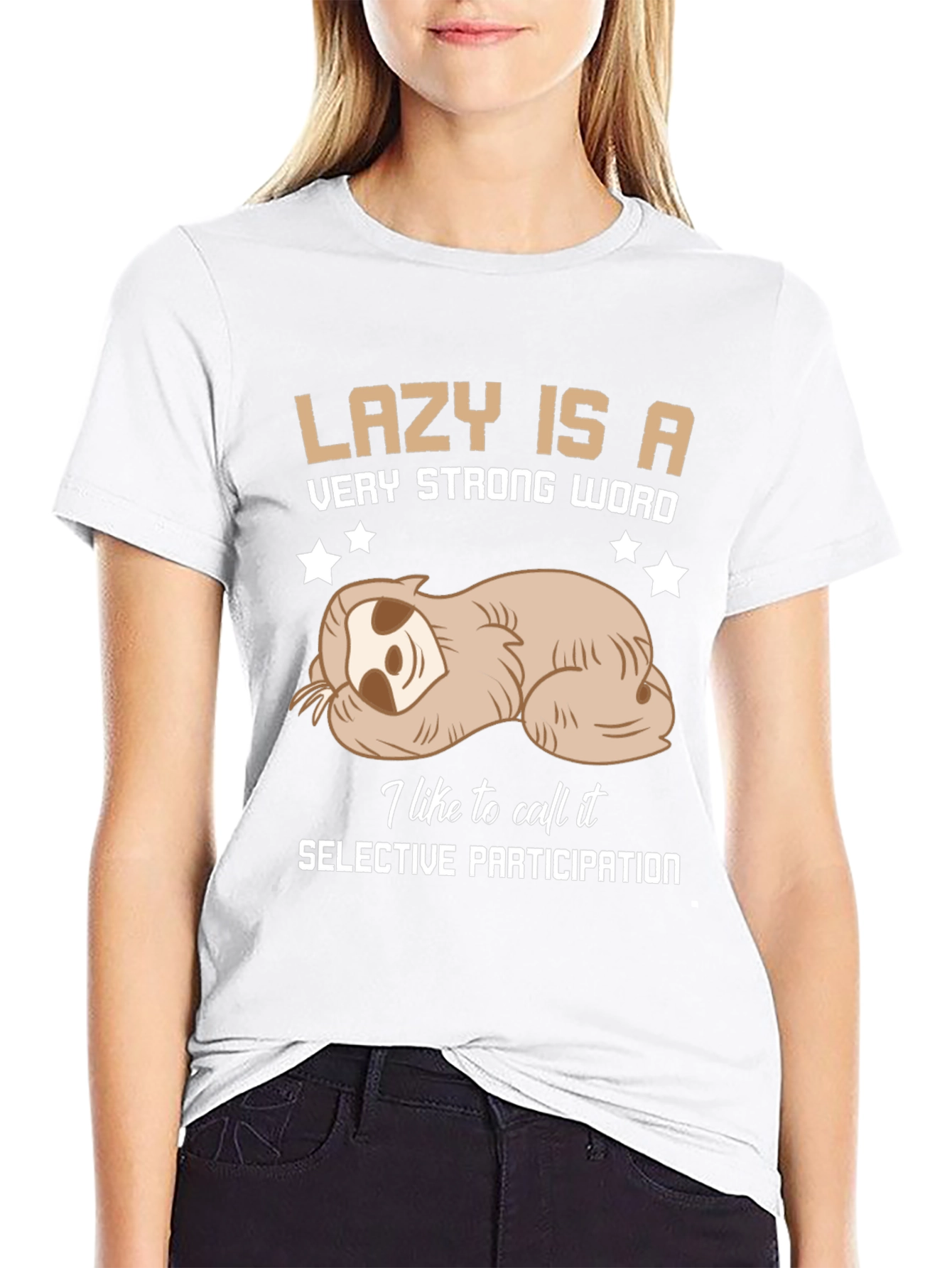 Lazy Sloth Graphic Tee: Selective Participation T-Shirt