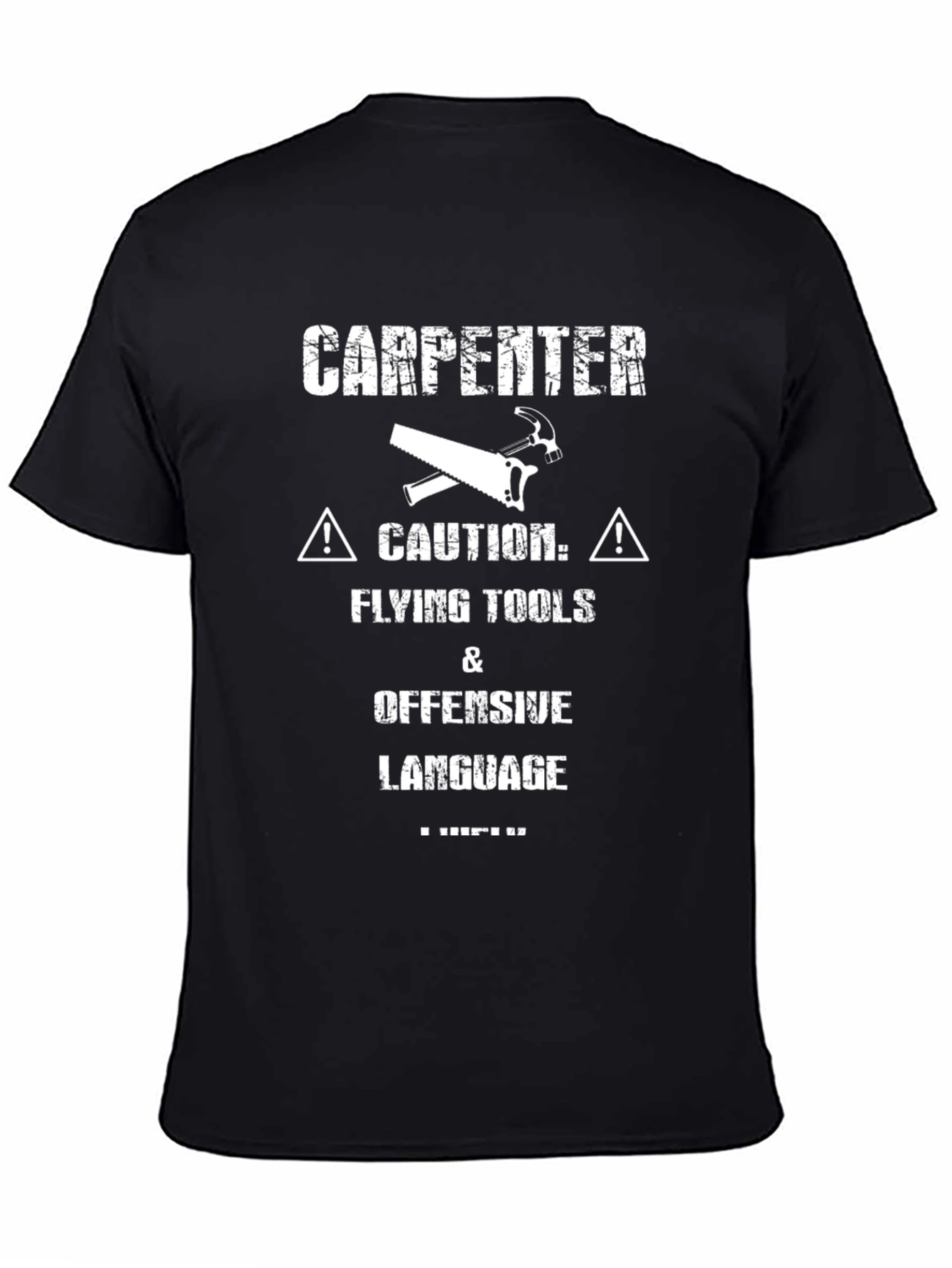Carpenter Caution Funny Black T-Shirt