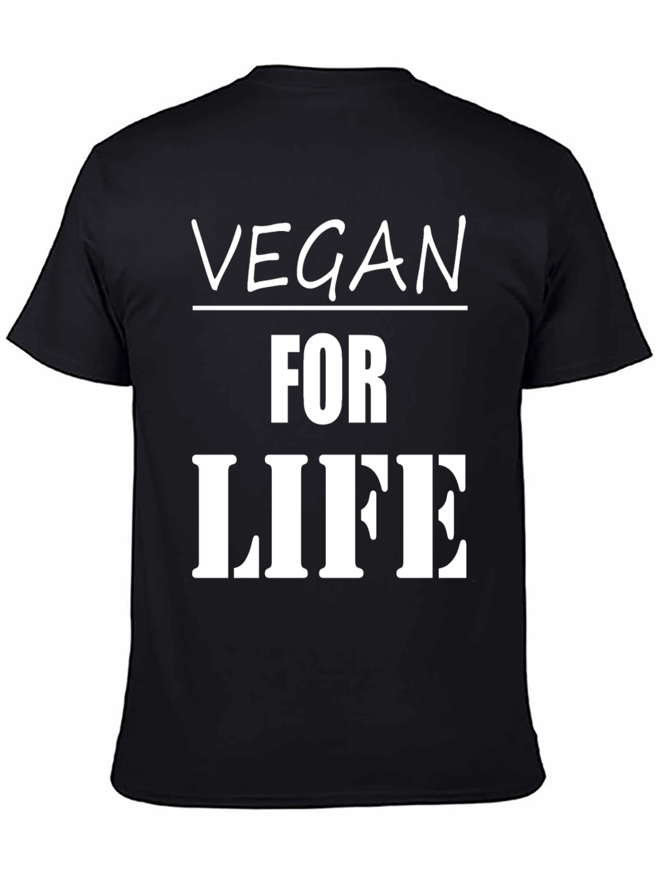 Vegan for Life Graphic Tee - Black Crew Neck T-Shirt