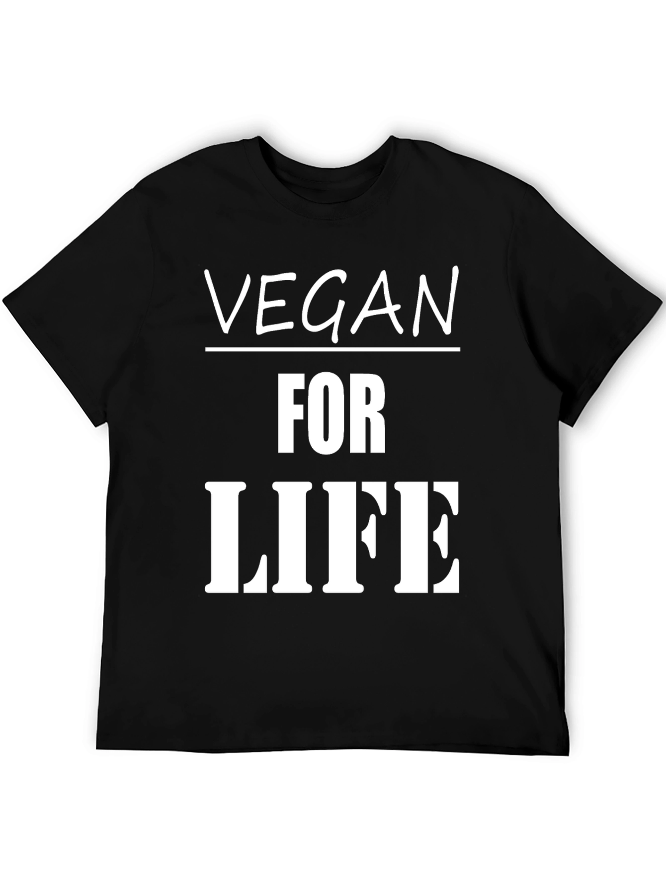 Vegan for Life Graphic Tee - Black Crew Neck T-Shirt