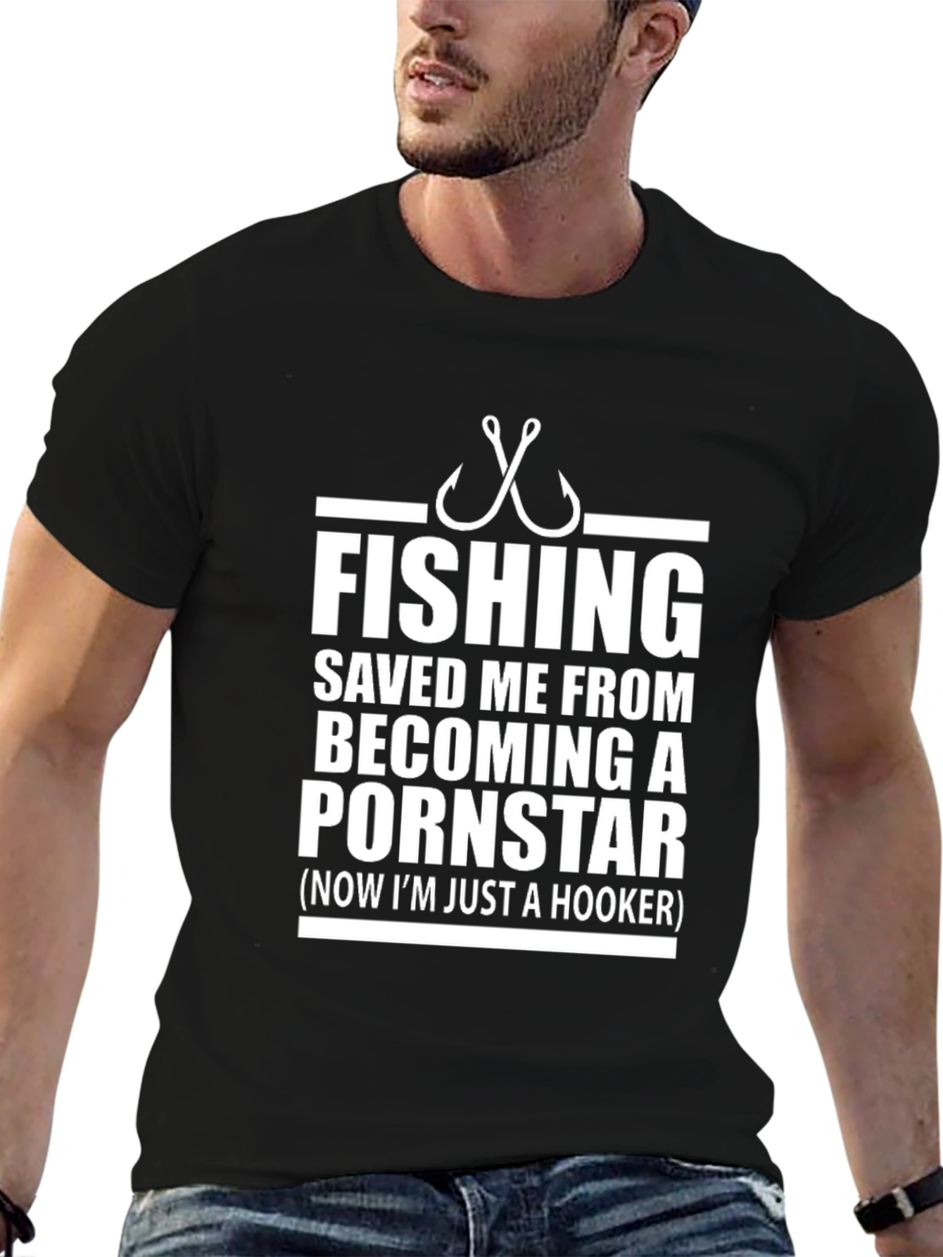 Fishing Hooker Graphic T-Shirt - Funny Fisherman Tee