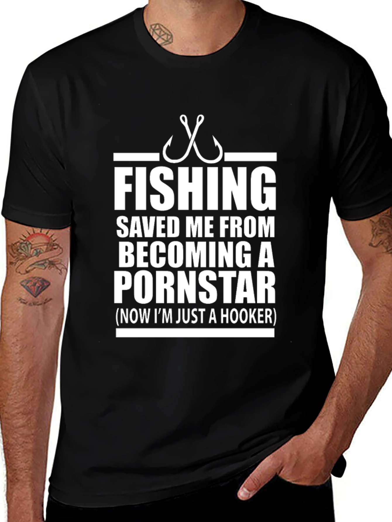 Fishing Hooker Graphic T-Shirt - Funny Fisherman Tee