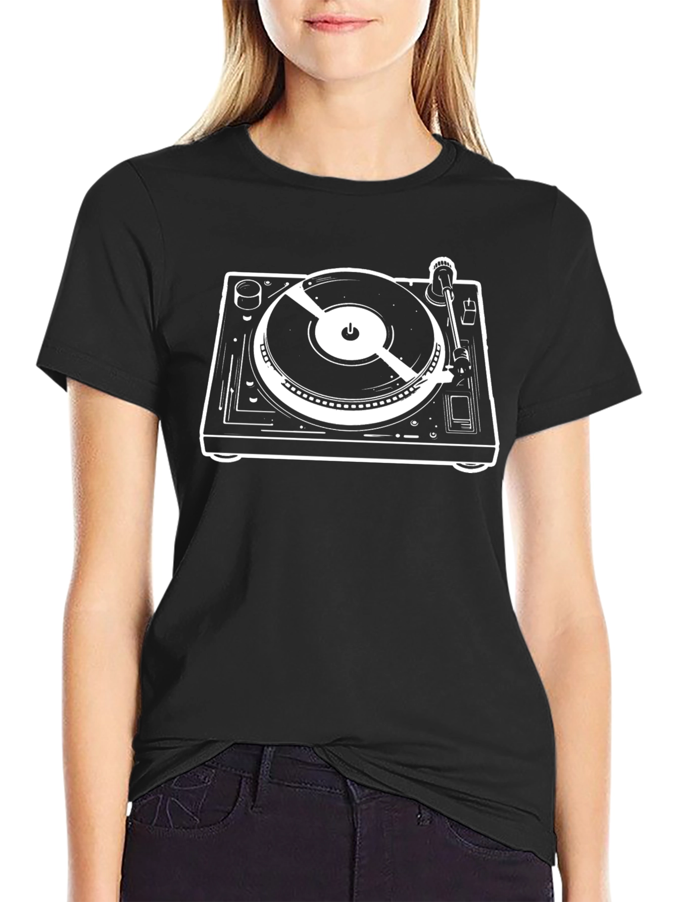 DJ Turntable Graphic Tee - Black