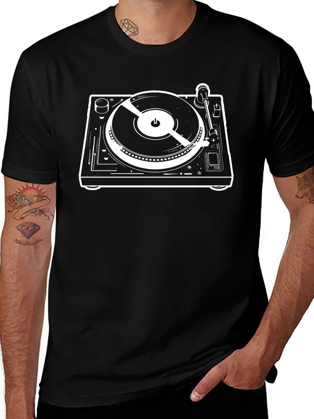 DJ Turntable Graphic Tee - Black