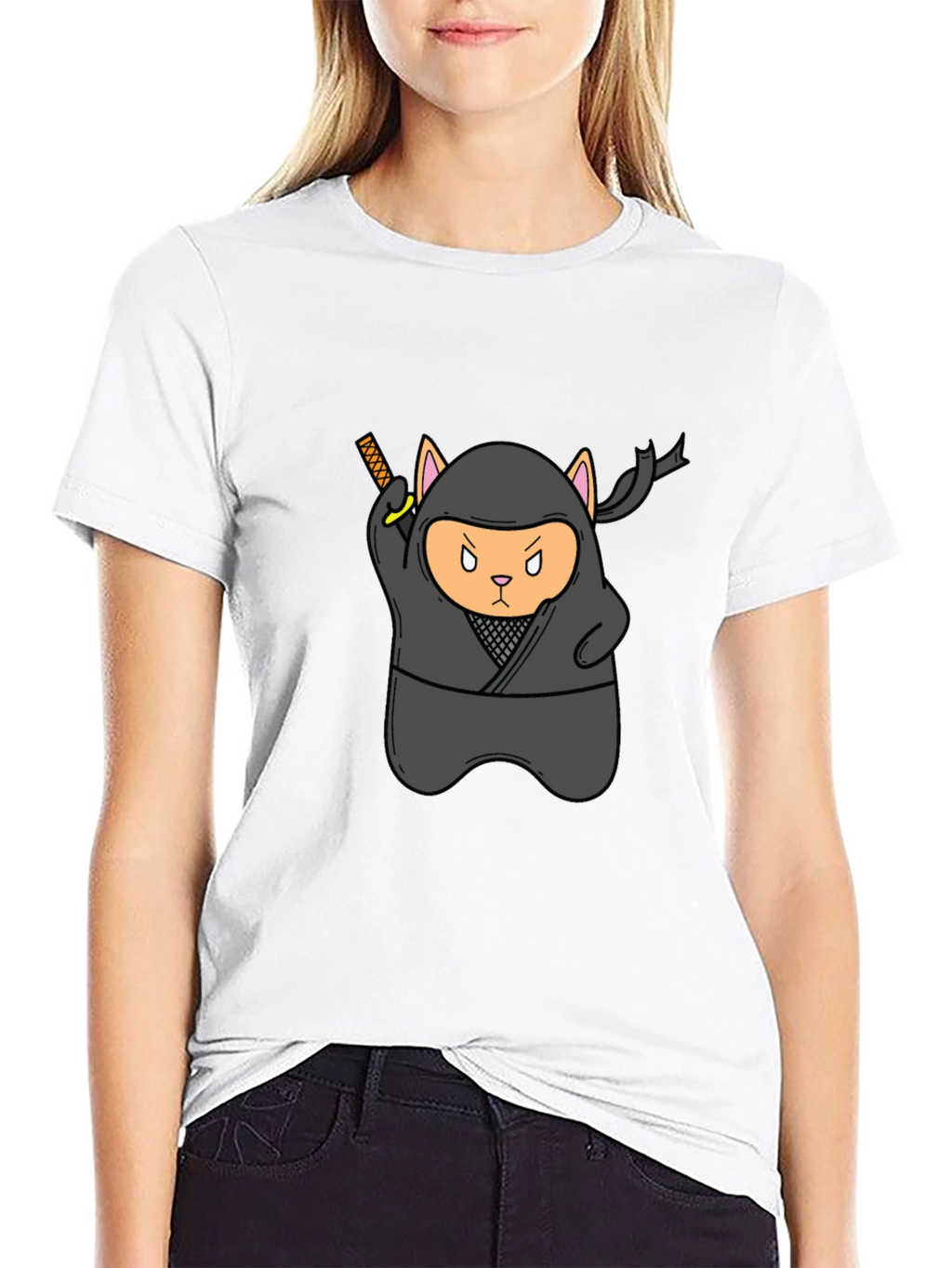 Ninja Cat Black T-Shirt - Stealth Mode Activated!