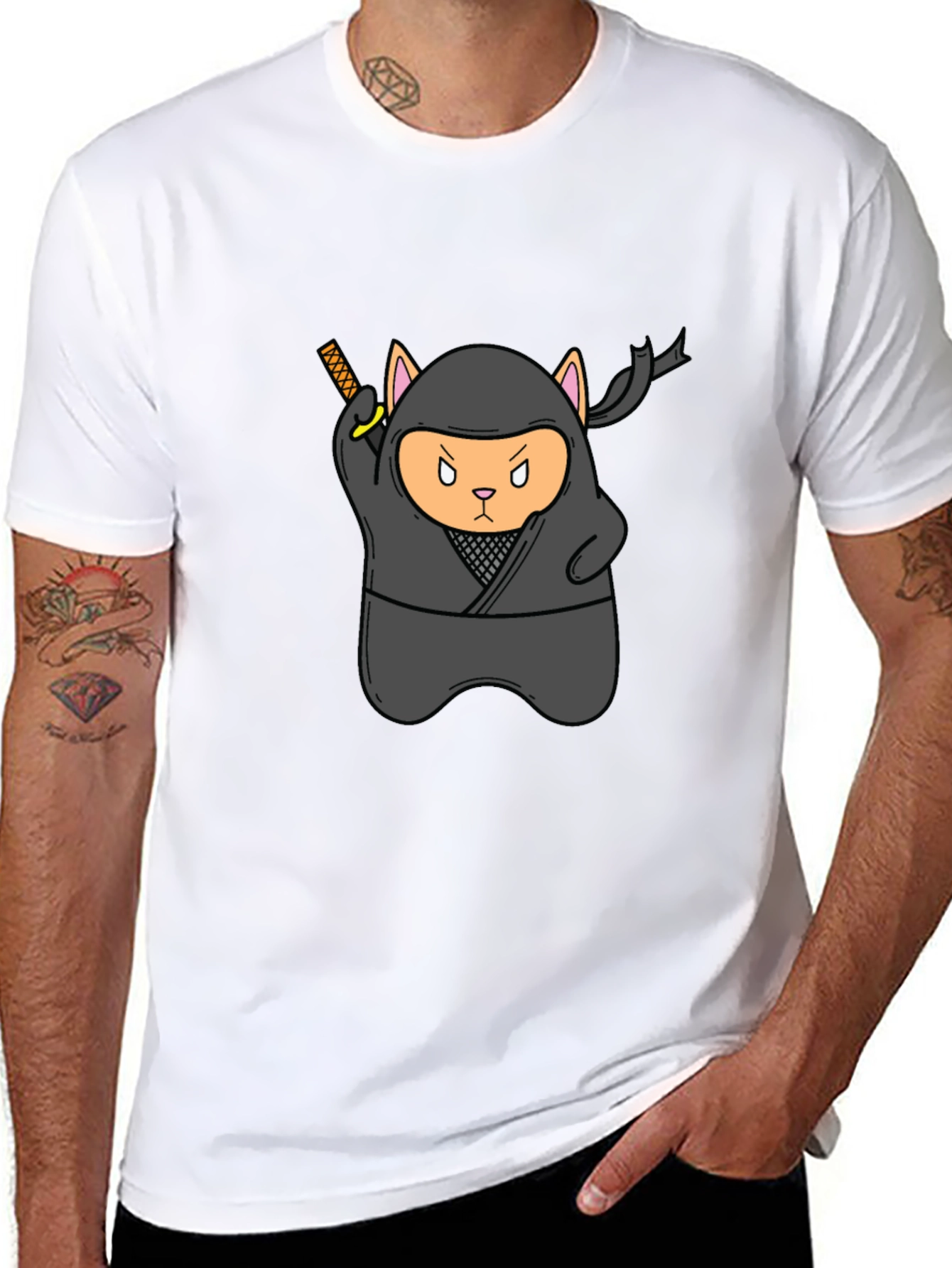 Ninja Cat Black T-Shirt - Stealth Mode Activated!