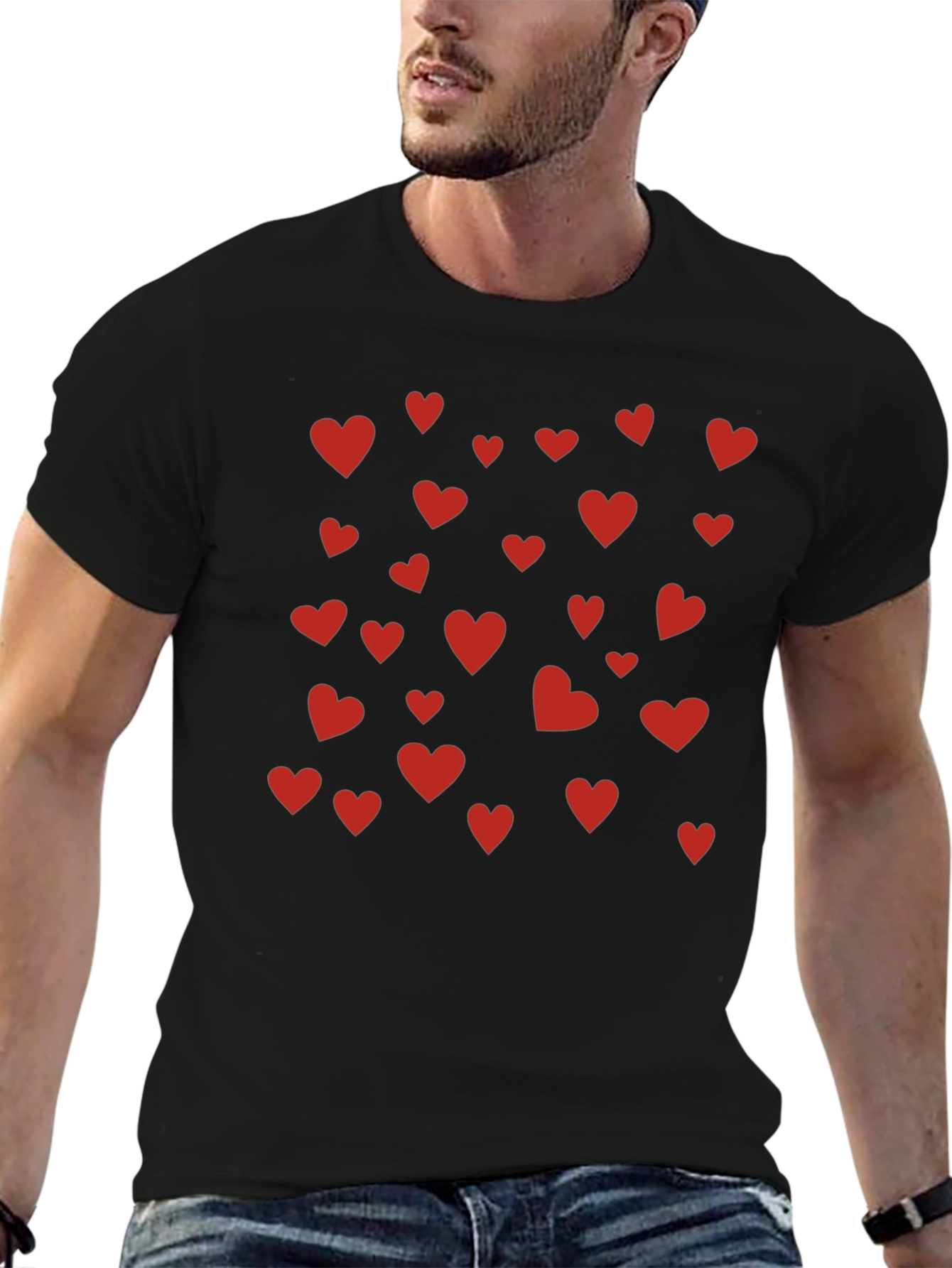 Heart Pattern Crew Neck Tee