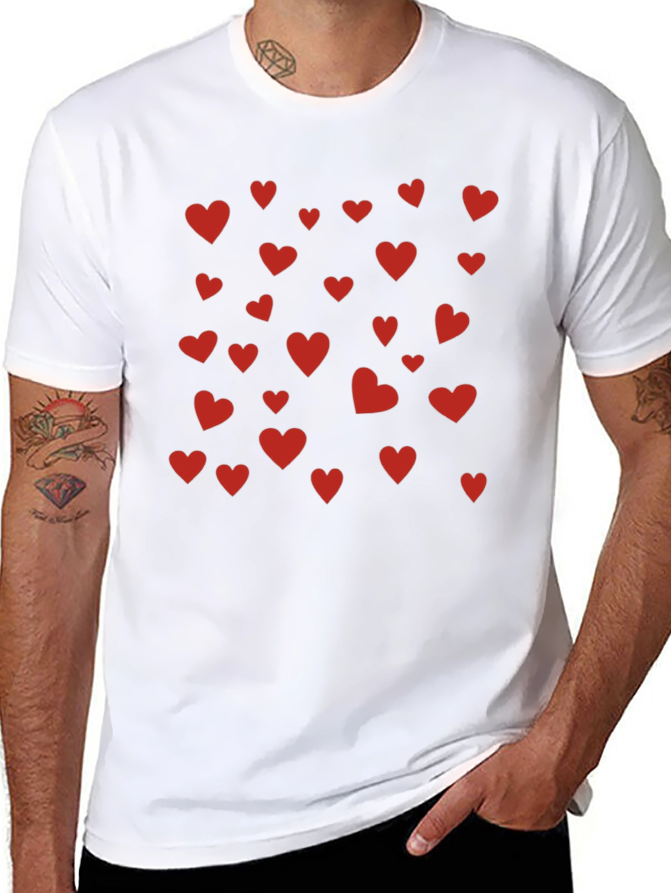 Heart Pattern Crew Neck Tee
