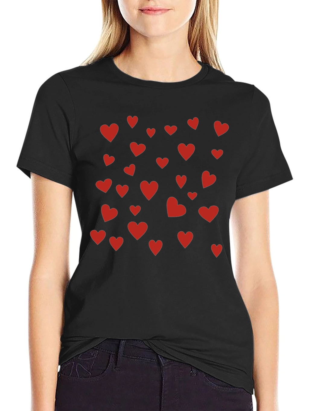 Heart Pattern Crew Neck Tee
