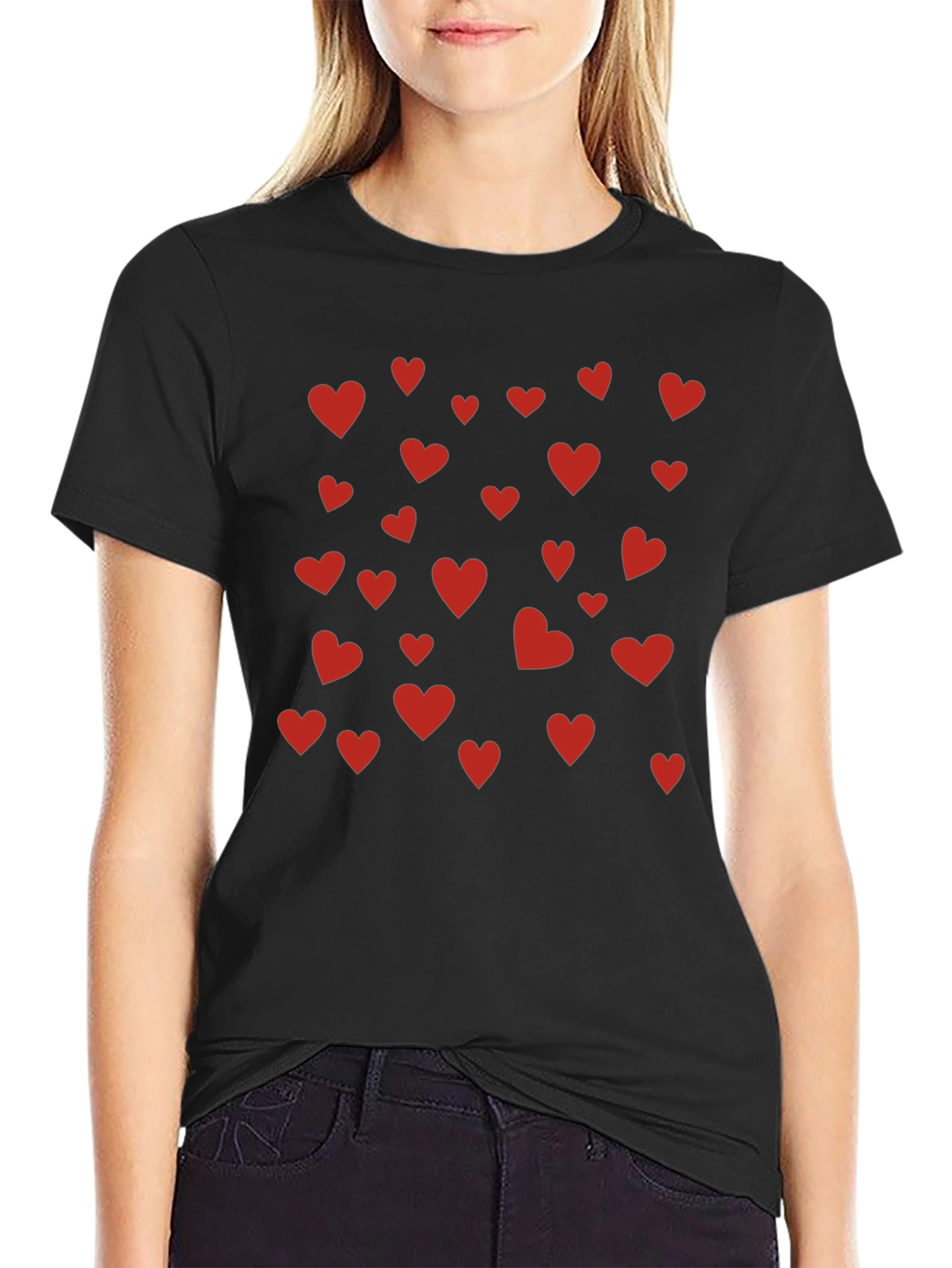 Heart Pattern Crew Neck Tee