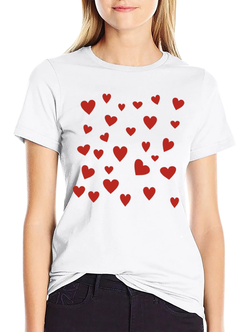 Heart Pattern Crew Neck Tee