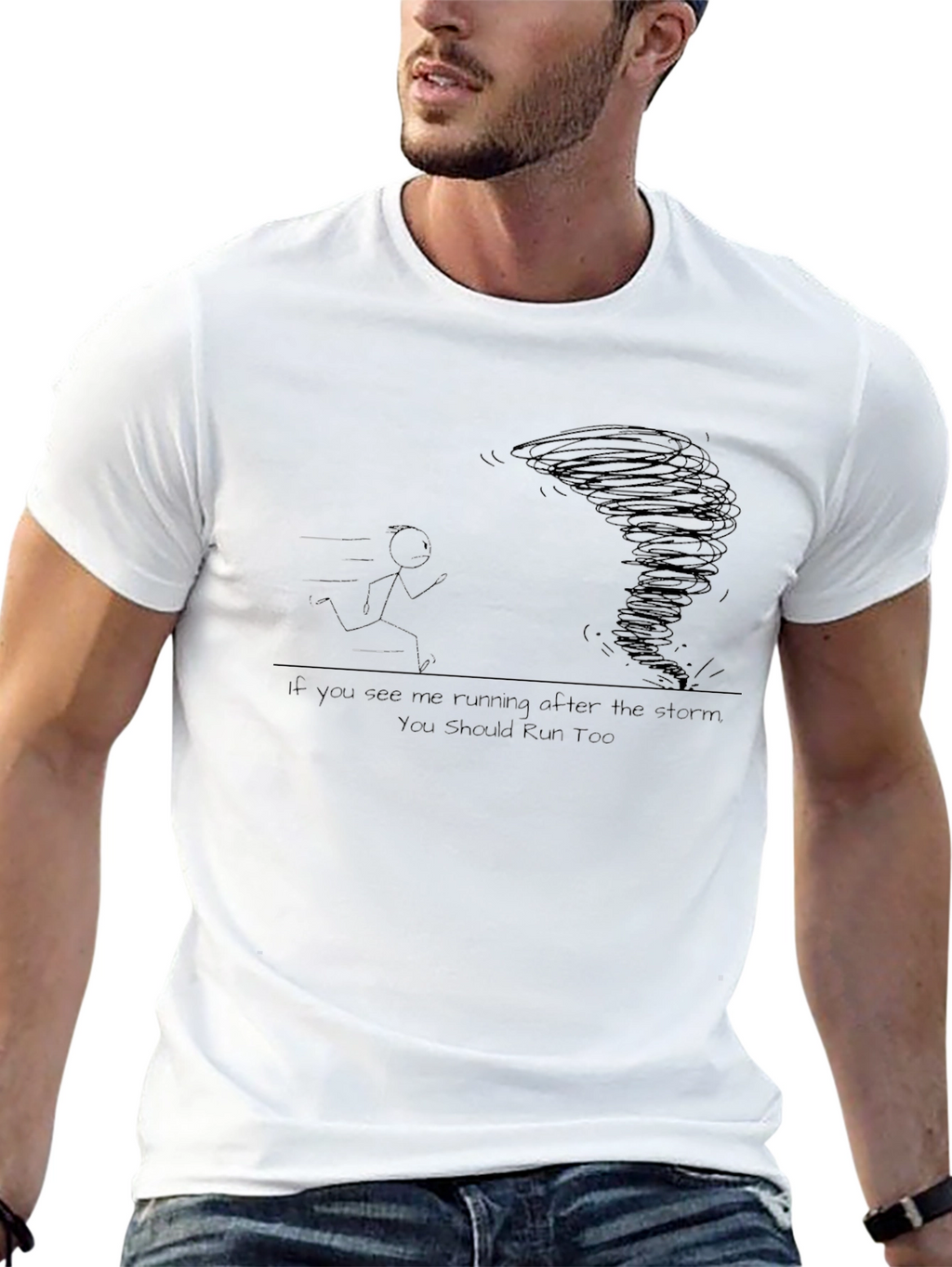 Run From the Storm Black Graphic T-Shirt