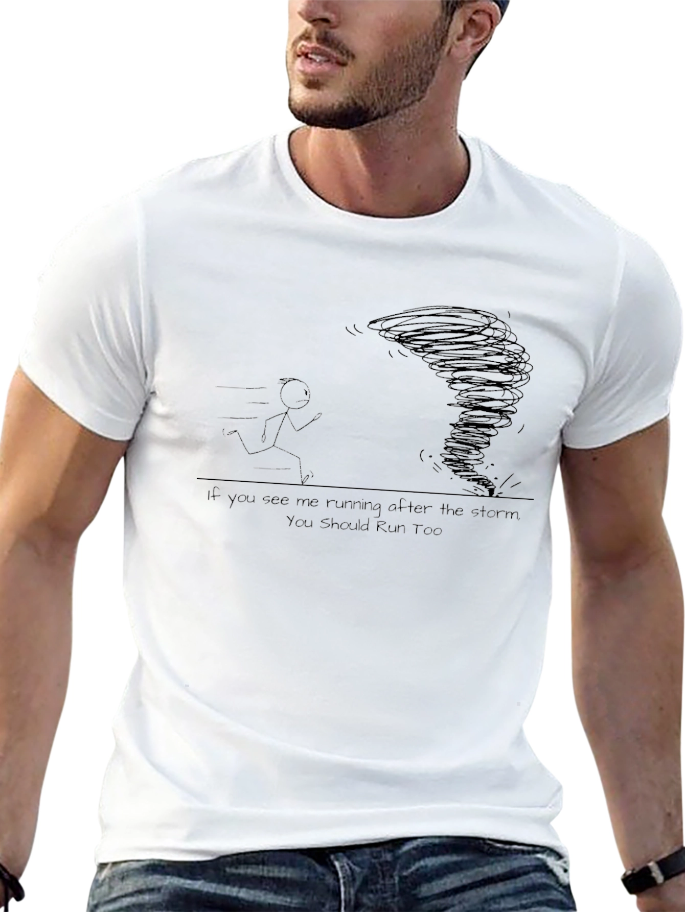 Run From the Storm Black Graphic T-Shirt