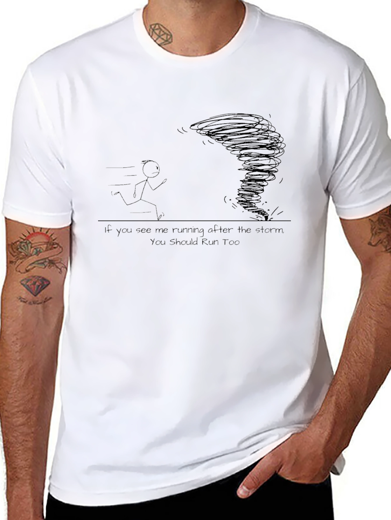 Run From the Storm Black Graphic T-Shirt