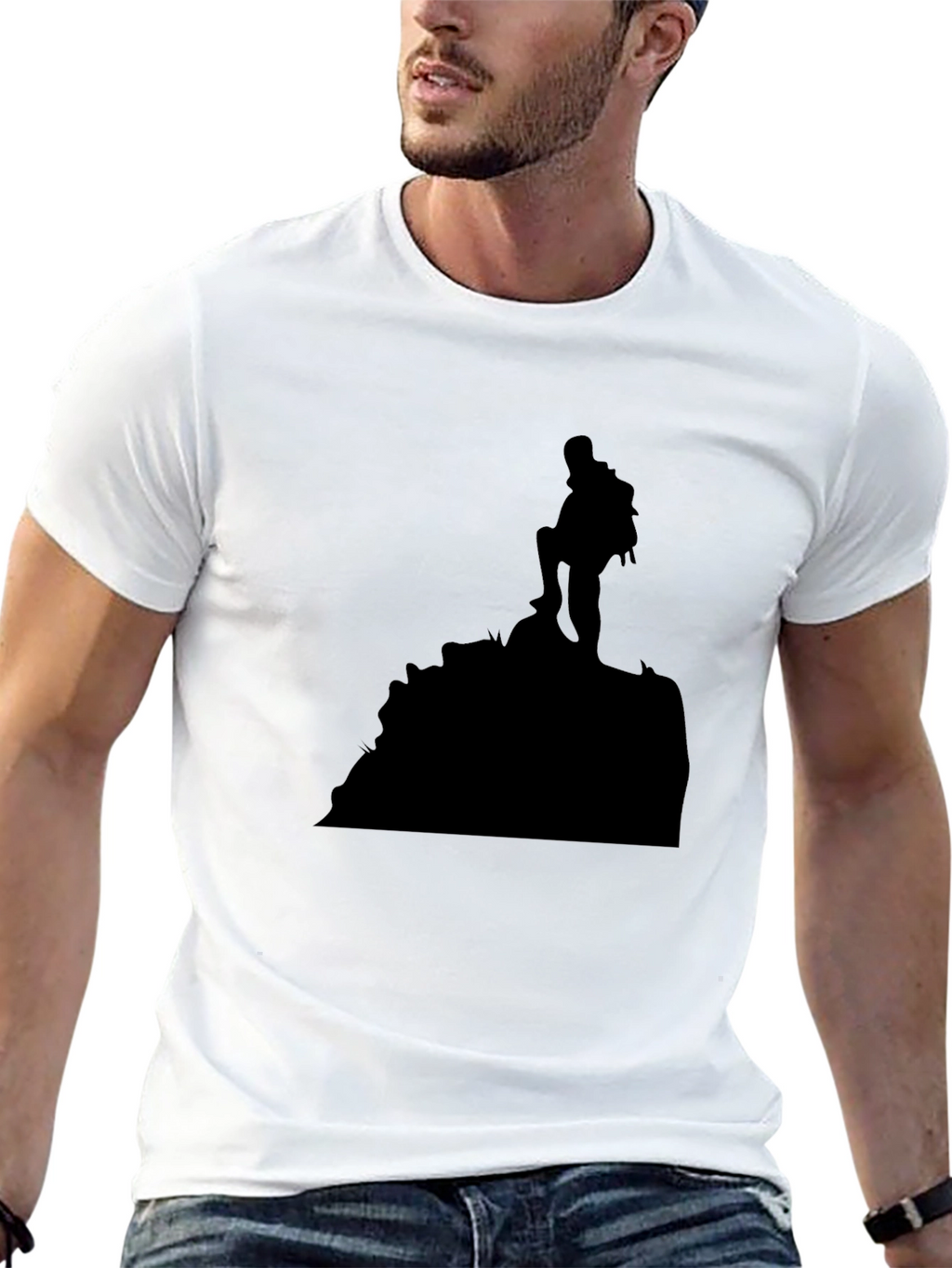 Mountain Hiker Graphic Tee - Black Cotton T-Shirt