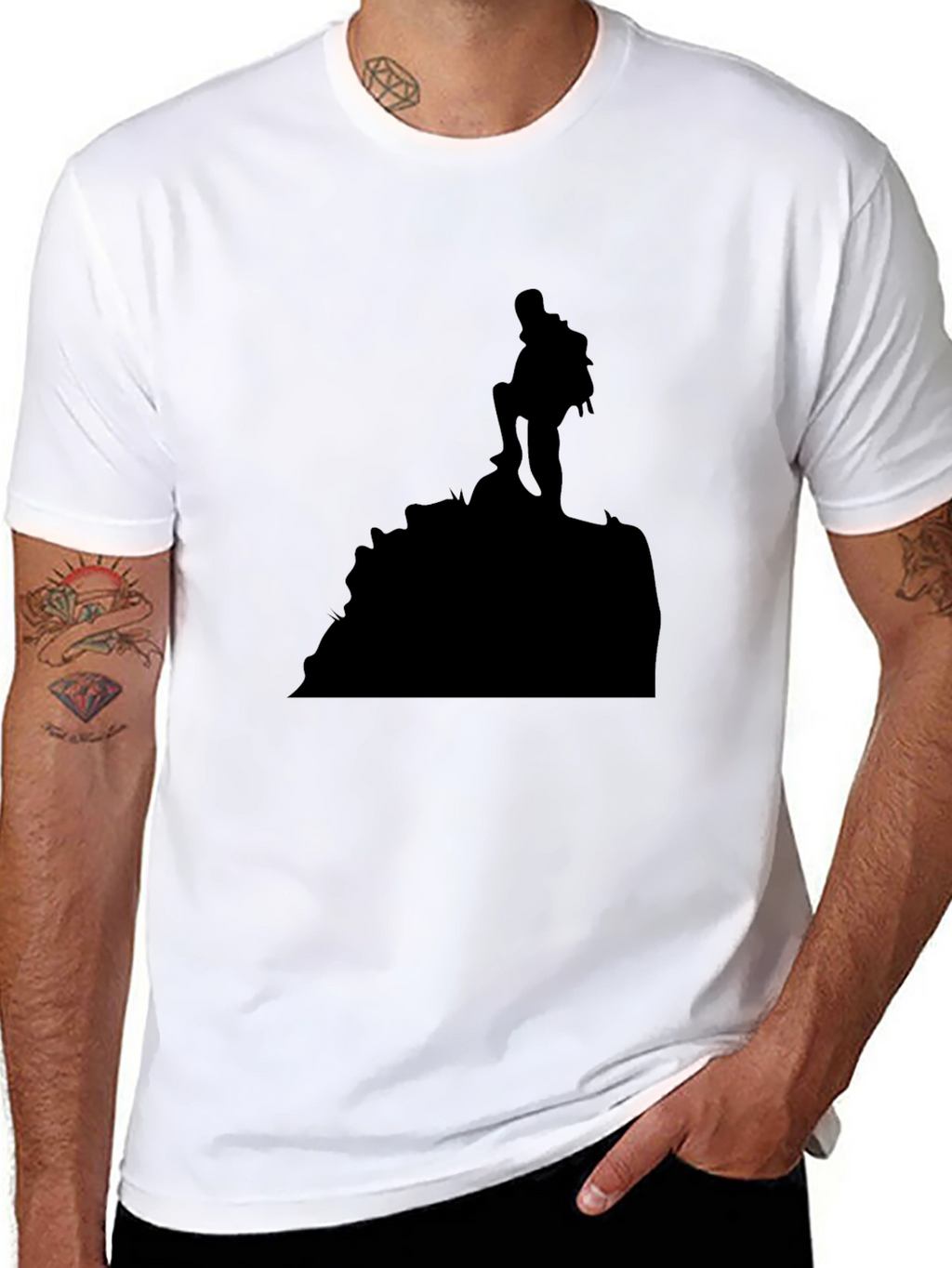 Mountain Hiker Graphic Tee - Black Cotton T-Shirt