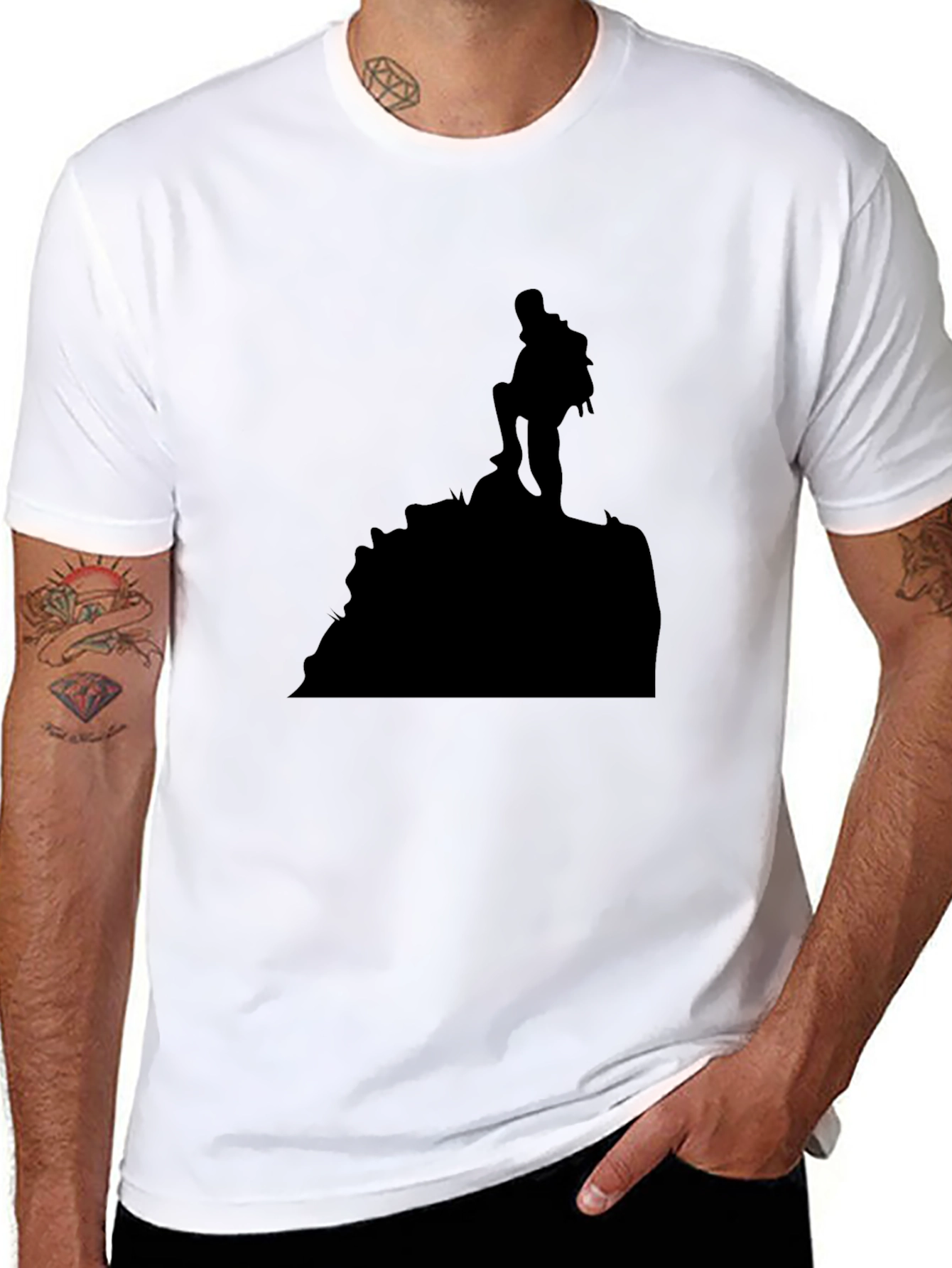 Mountain Hiker Graphic Tee - Black Cotton T-Shirt