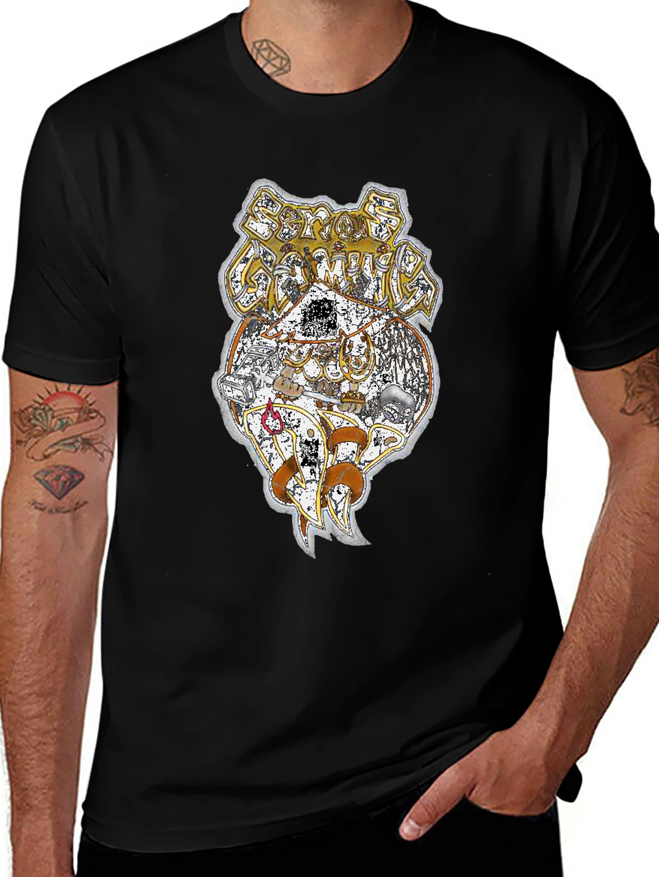Vintage Style Band Tee - Black