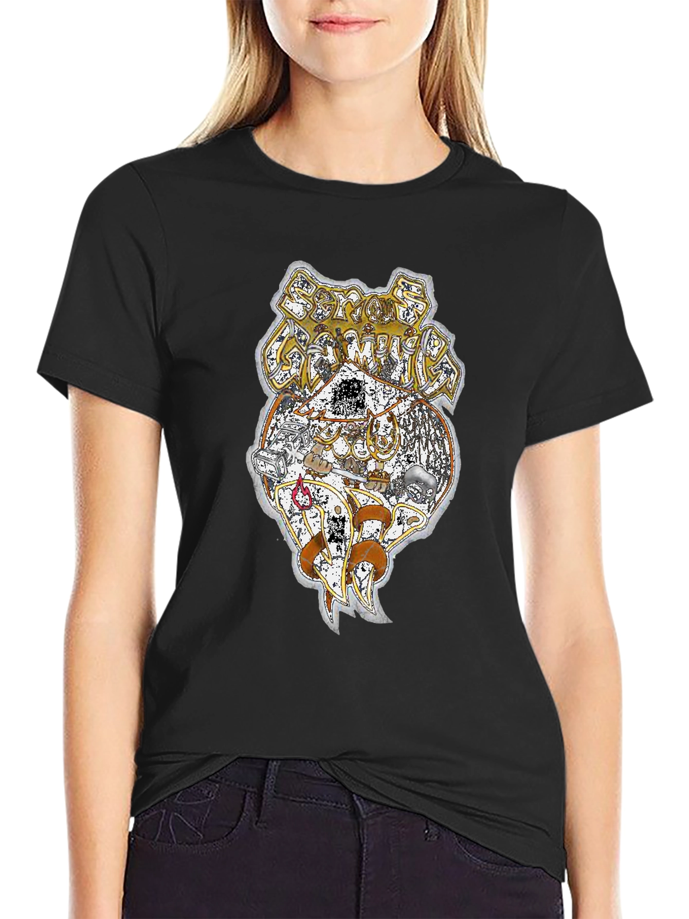 Vintage Style Band Tee - Black