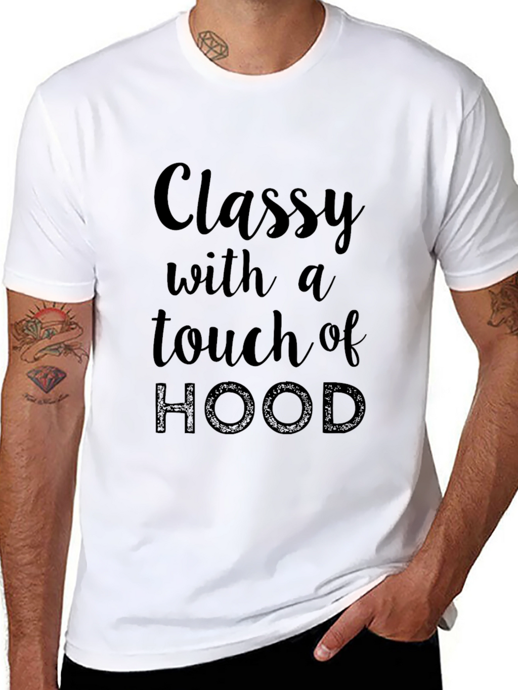 Classy with a Touch of Hood Black T-Shirt
