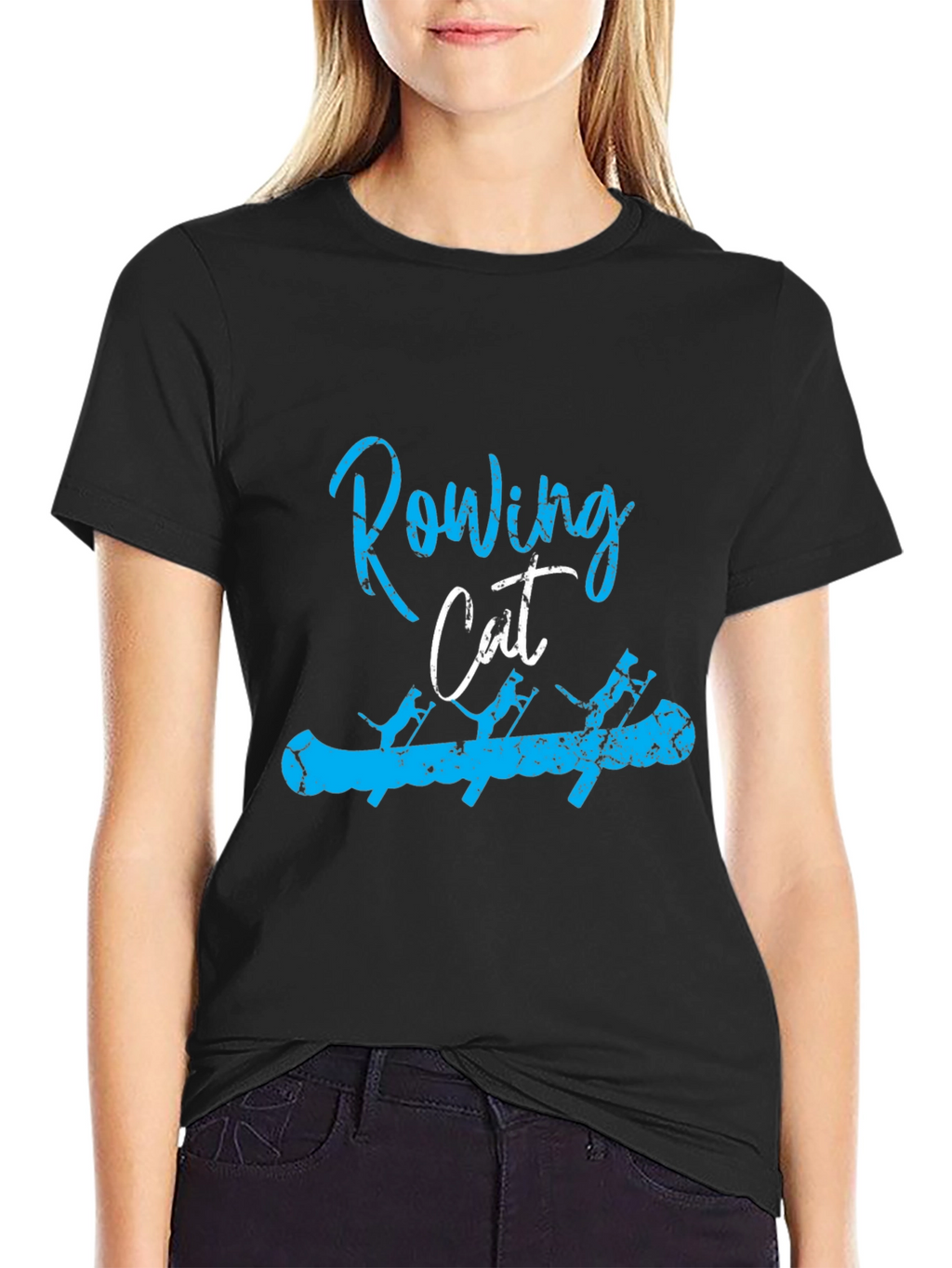 Rowing Cat T-Shirt - Unique Design